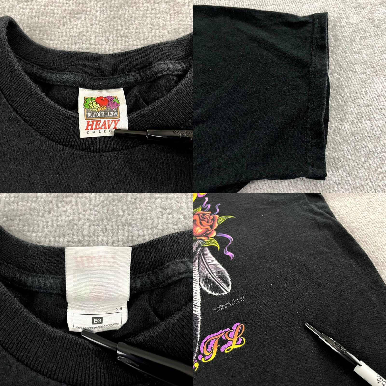 Fruit Of The Loom VINTAGE Fruit of the Loom Heavy Cotton T-Shirt Mens L/XL Black Biker Y2K Daytona Beach Moto Graphic Print Size US XL / EU 56 / 4 - 8 Thumbnail