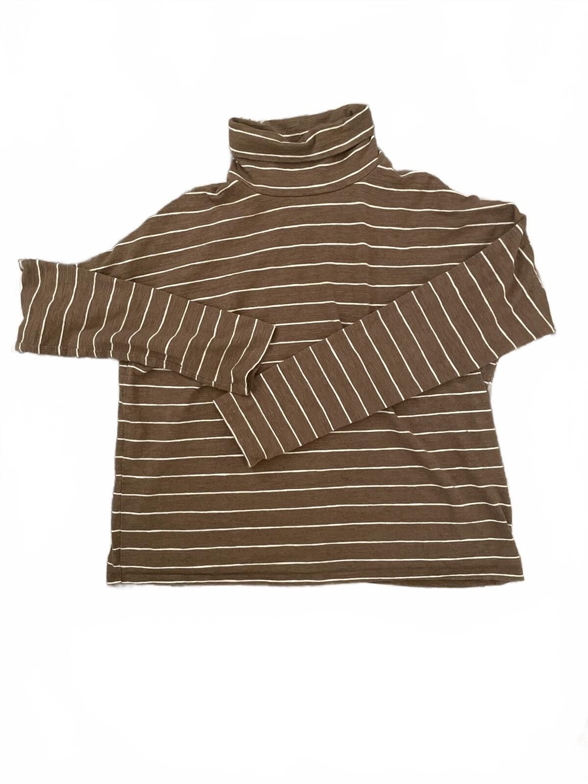 Madewell Madewell Striped Turtleneck Top Women's Small Brown White Size S / US 4 / IT 40 - 1 Thumbnail