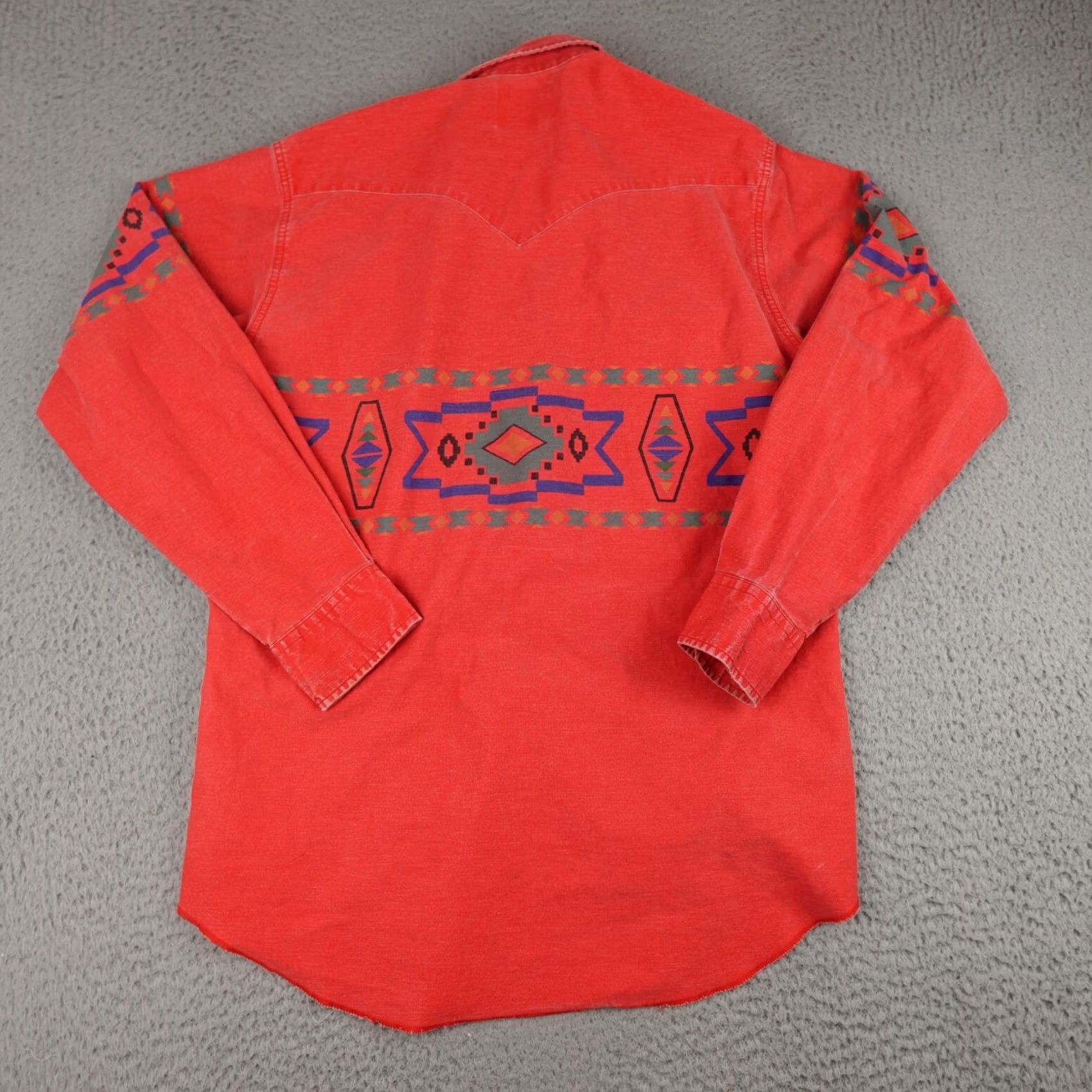Wrangler VINTAGE Wrangler Shirt Mens XL Red Aztec Brushpopper Cowboy Western 90s Size US XL / EU 56 / 4 - 2 Thumbnail