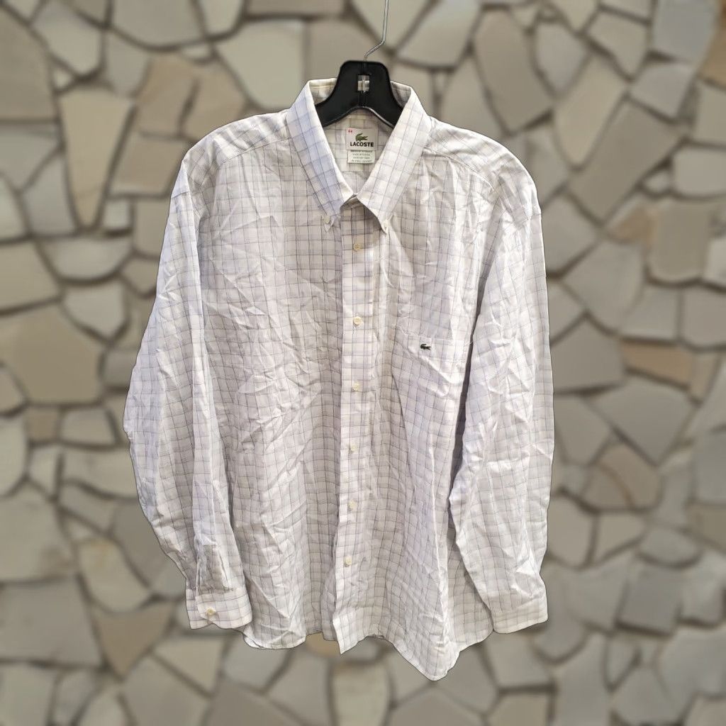 VINTAGE Lacoste Shirt Plaid Button-Down Mens Size 44 Multicolor Cotton  Button-Up Long Sleeve Mens, image size:1024x1024
