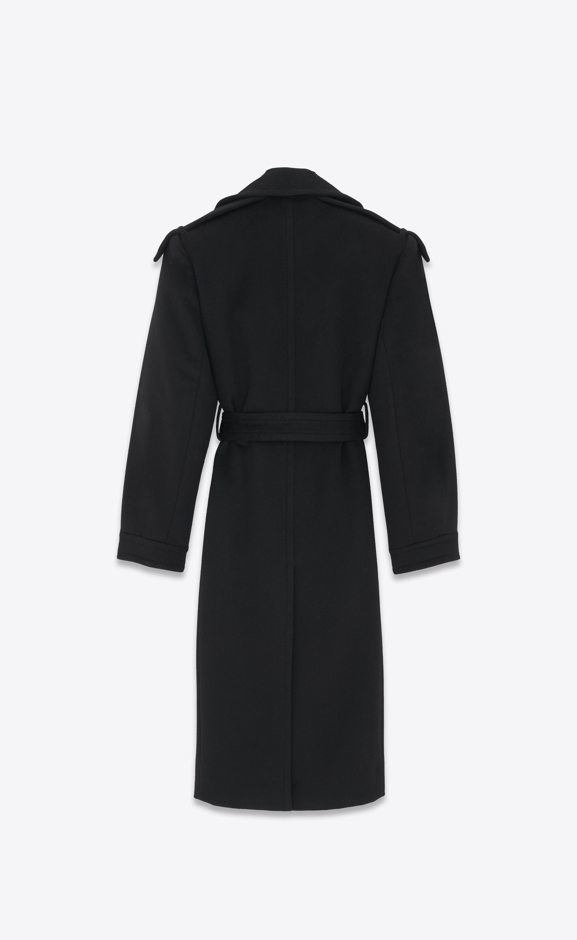 Saint Laurent Paris o1tr1nto0325 761862 Belted Coat in Cashmere Wool in Black Size M / US 6-8 / IT 42-44 - 3 Thumbnail