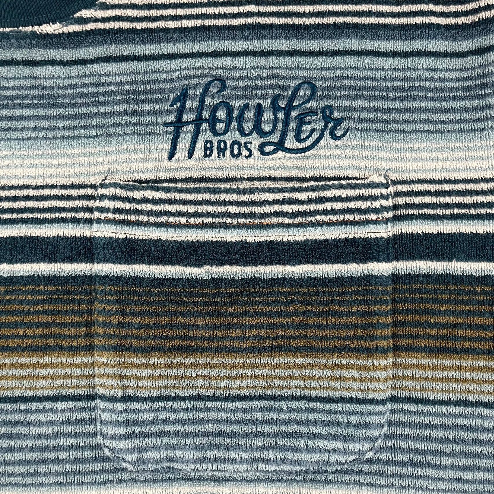 Howler Brothers HOWLER BROTHERS Shirt Mens Medium Blue Striped Terry Cloth Pocket Short Sleeve Size US M / EU 48-50 / 2 - 2 Thumbnail