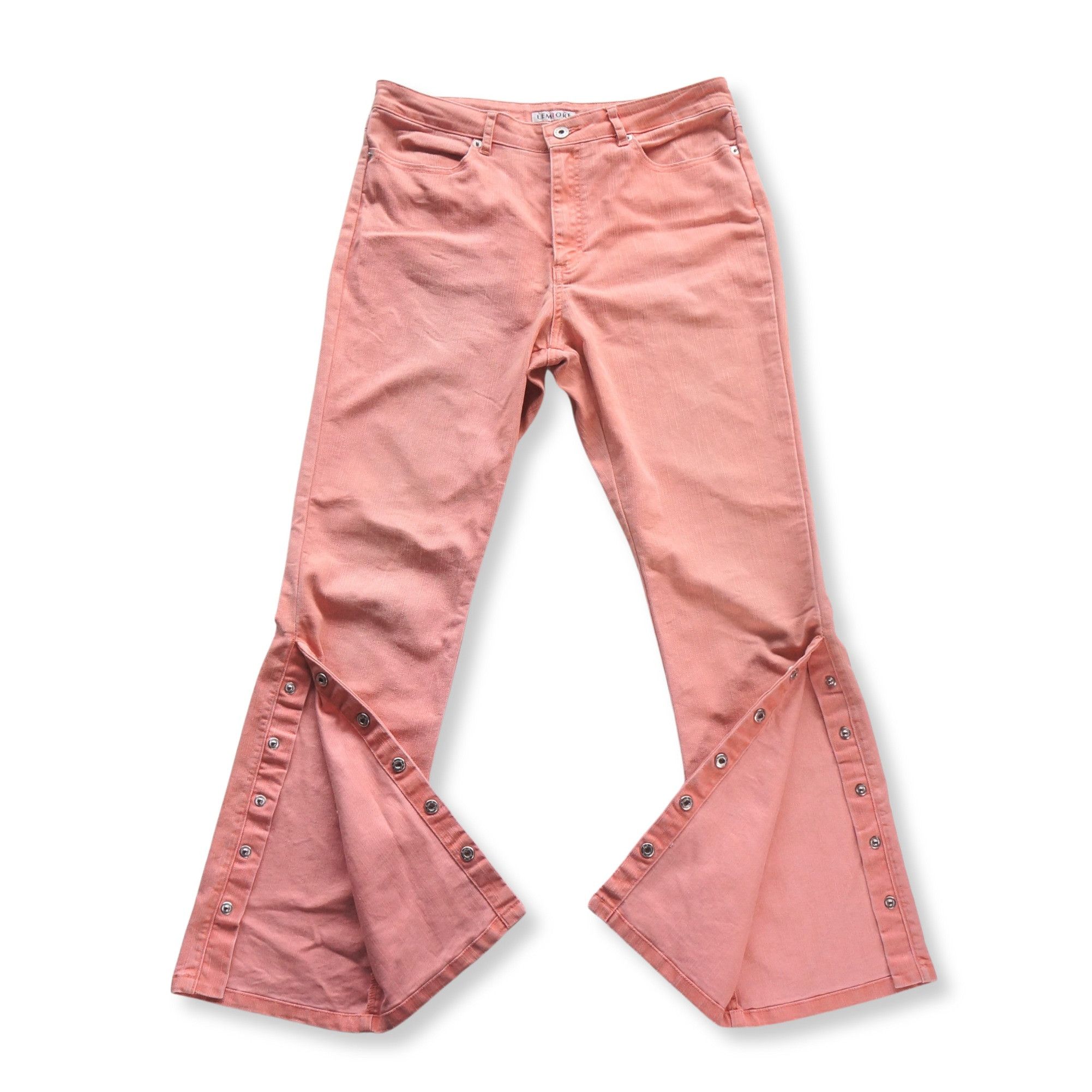 Japanese Brand LEMIORE Pink Flare Jeans with Side Buttons Size 30" / US 8 / IT 44 - 1 Thumbnail