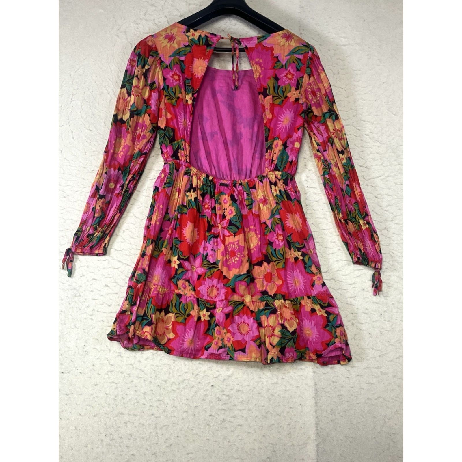 Billabong Billabong Heaven Sent Long Sleeve Dress Tropical Floral L Large Multicolor Cotton Short Women Beach Colorful 90s Hawaiian Vacation Mini Dress Size L / US 10 / IT 46 - 2 Thumbnail