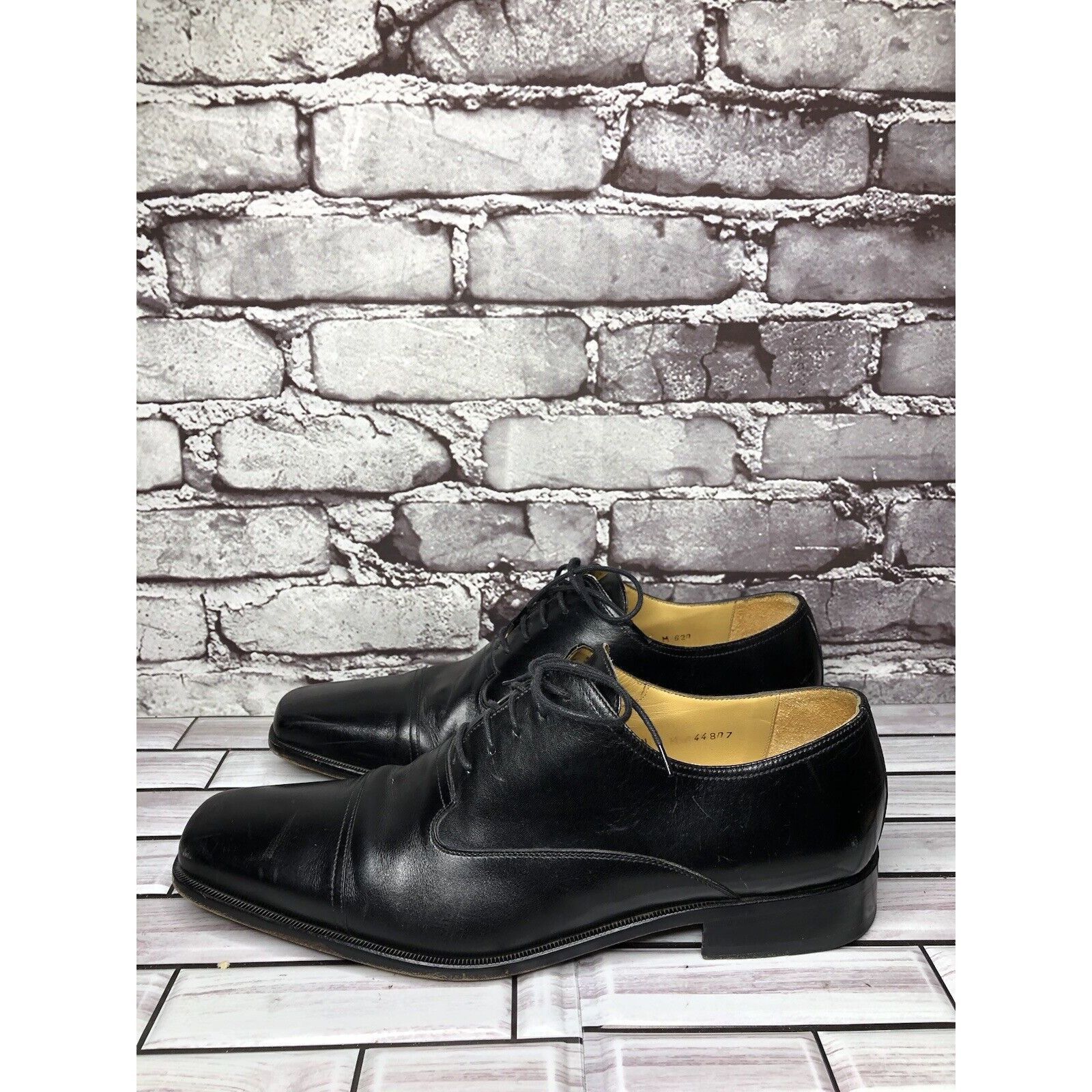 Mezlan Mezlan Lancer Black Leather Square Cap Toe Lace Oxfords Shoe Size US 10 / EU 43 - 5 Thumbnail