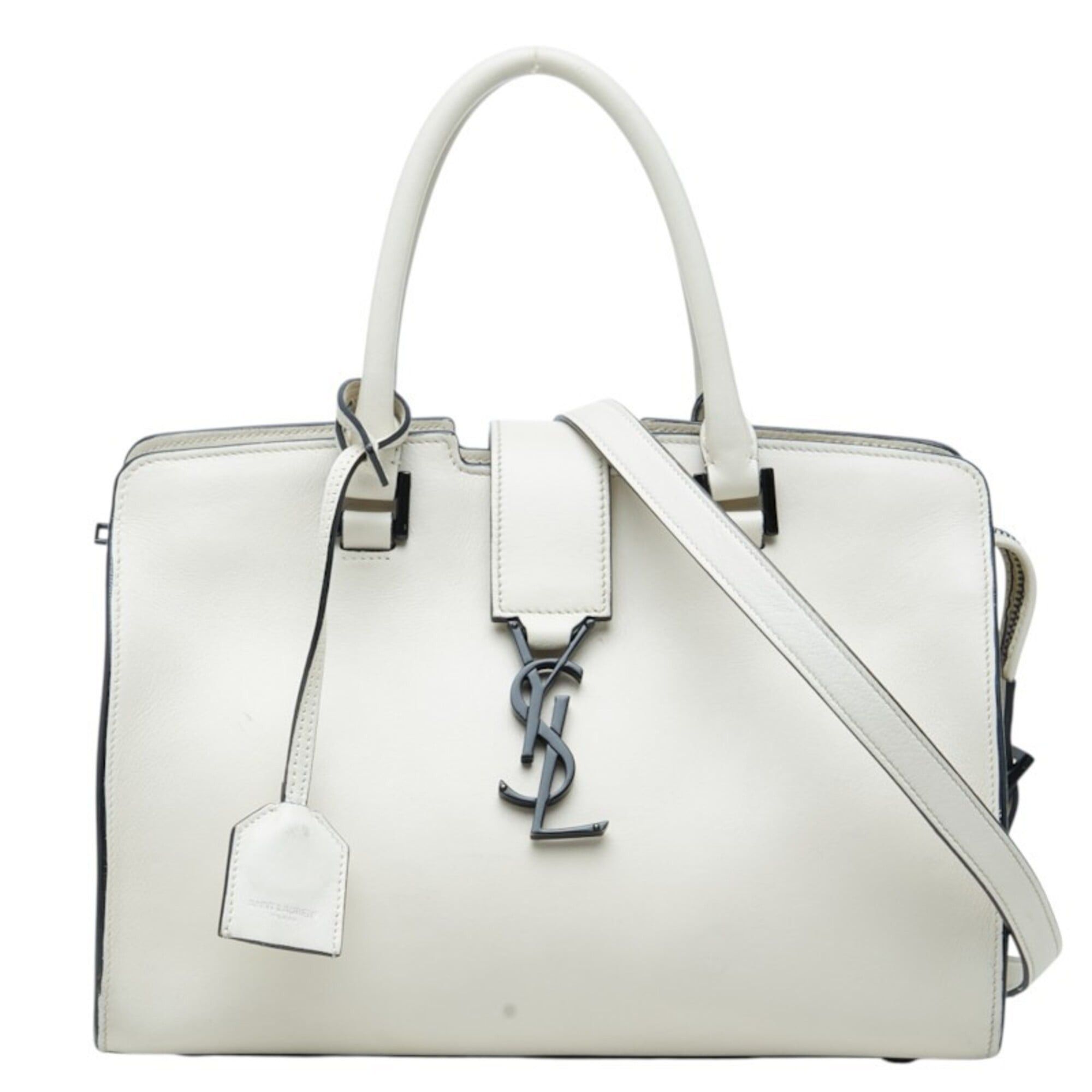 Saint Laurent Paris Saint Laurent YSL Logo Baby Cabas Handbag Shoulder Bag 2-Way 424868 White Leather Women's SAINT LAURENT Size ONE SIZE - 1 Thumbnail