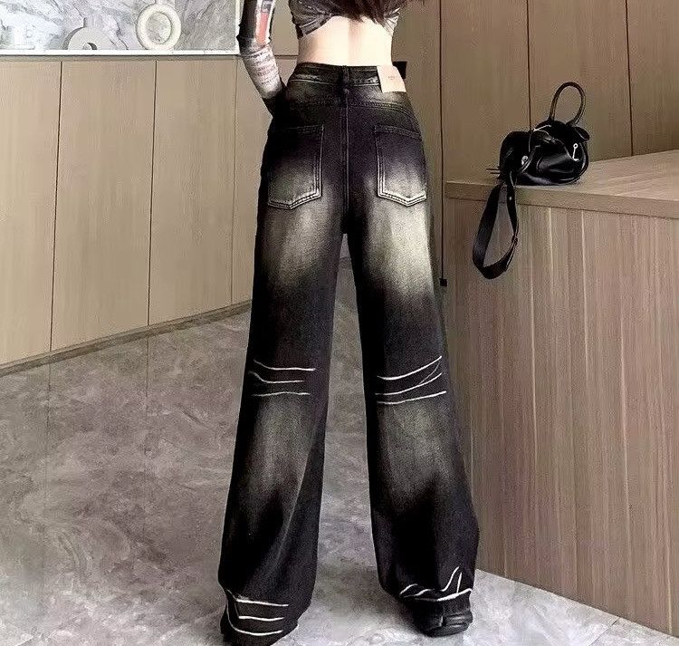Japanese Brand × Jean Retro washed distressed straight wide leg baggy women jeans Size 27" / US 4 / IT 40 - 5 Thumbnail