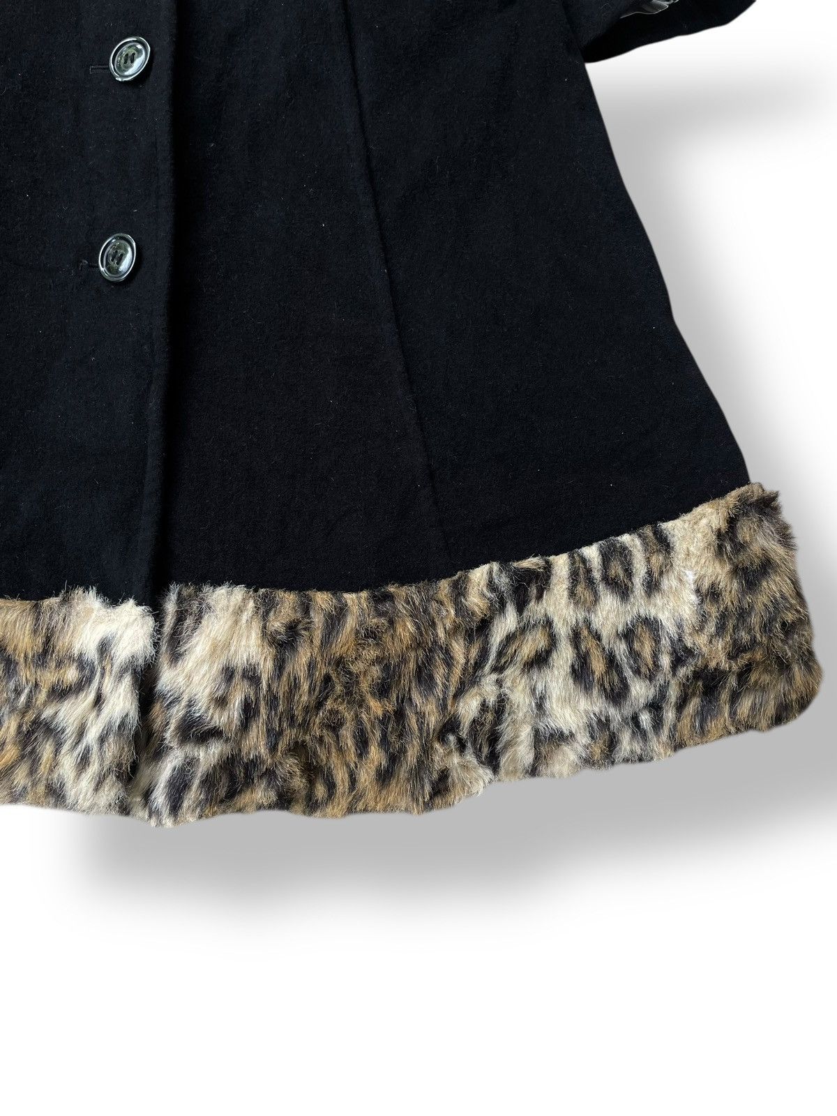 14th Addiction 🇯🇵 Machiko Jinto Leopard Fur Trench Coat Goa Gothic Punk Vkei Size S / US 4 / IT 40 - 15 Thumbnail
