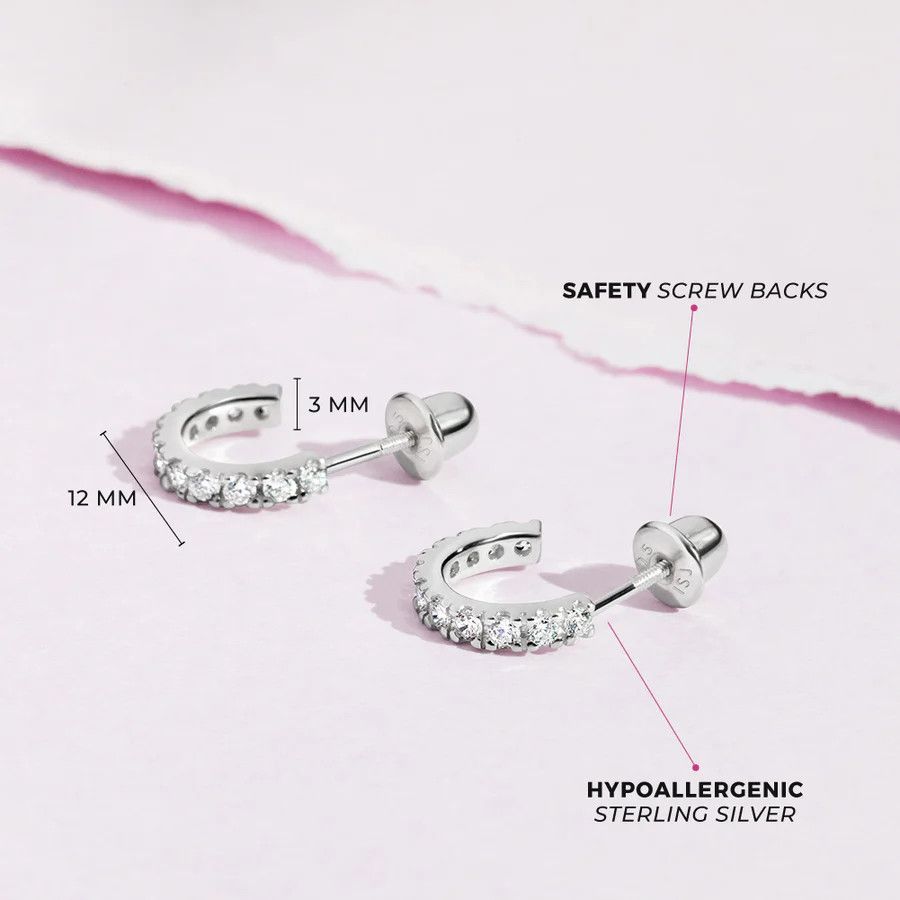 Other Half CZ Hoop Teen Earrings Size ONE SIZE - 3 Thumbnail