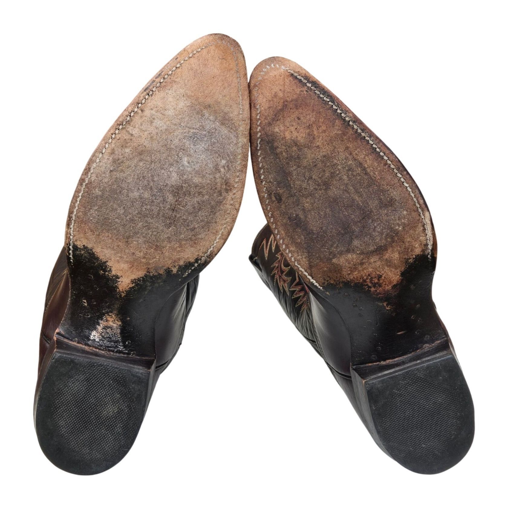 Nocona Vintage Nocona Cowboy Boots Two Tone Brown Leather Mens 11.5 Size US 11.5 / EU 44-45 - 7 Thumbnail