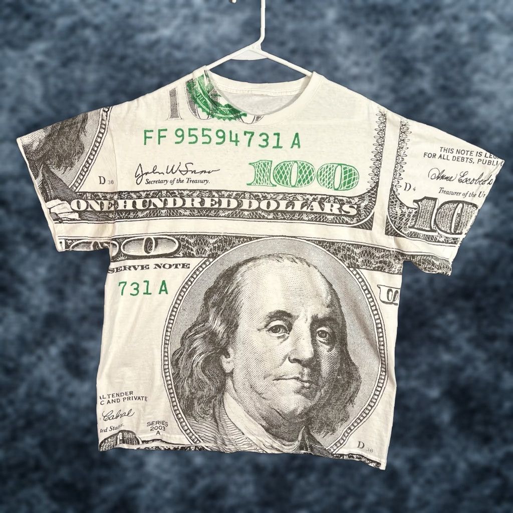 Vintage VINTAGE Hundred Dollar Bill All Over Print Shirt Adult Large White Mens Size US L / EU 52-54 / 3 - 1 Thumbnail