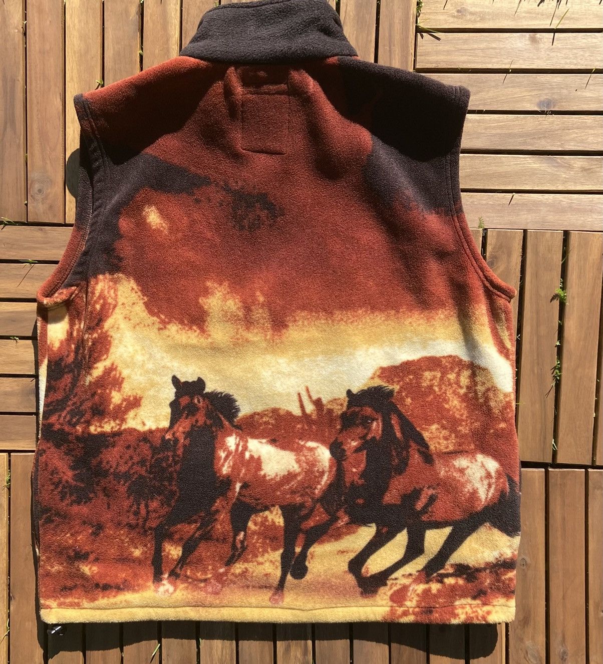 Vintage 🟤 Rare Vintage Vest Fleece with Realistic Horses Zip up🟤 Size US M / EU 48-50 / 2 - 2 Thumbnail