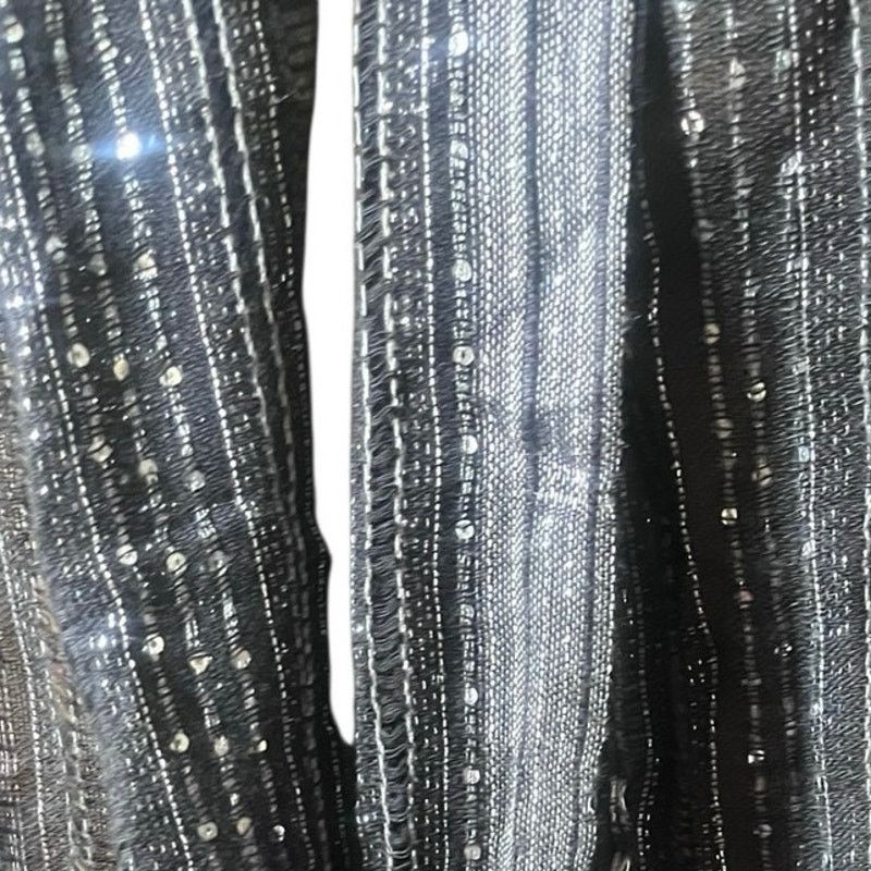 Other Black Shawl Sheer Vest With Silver Threads & Sequins Fringe Size XL / US 12-14 / IT 48-50 - 4 Thumbnail