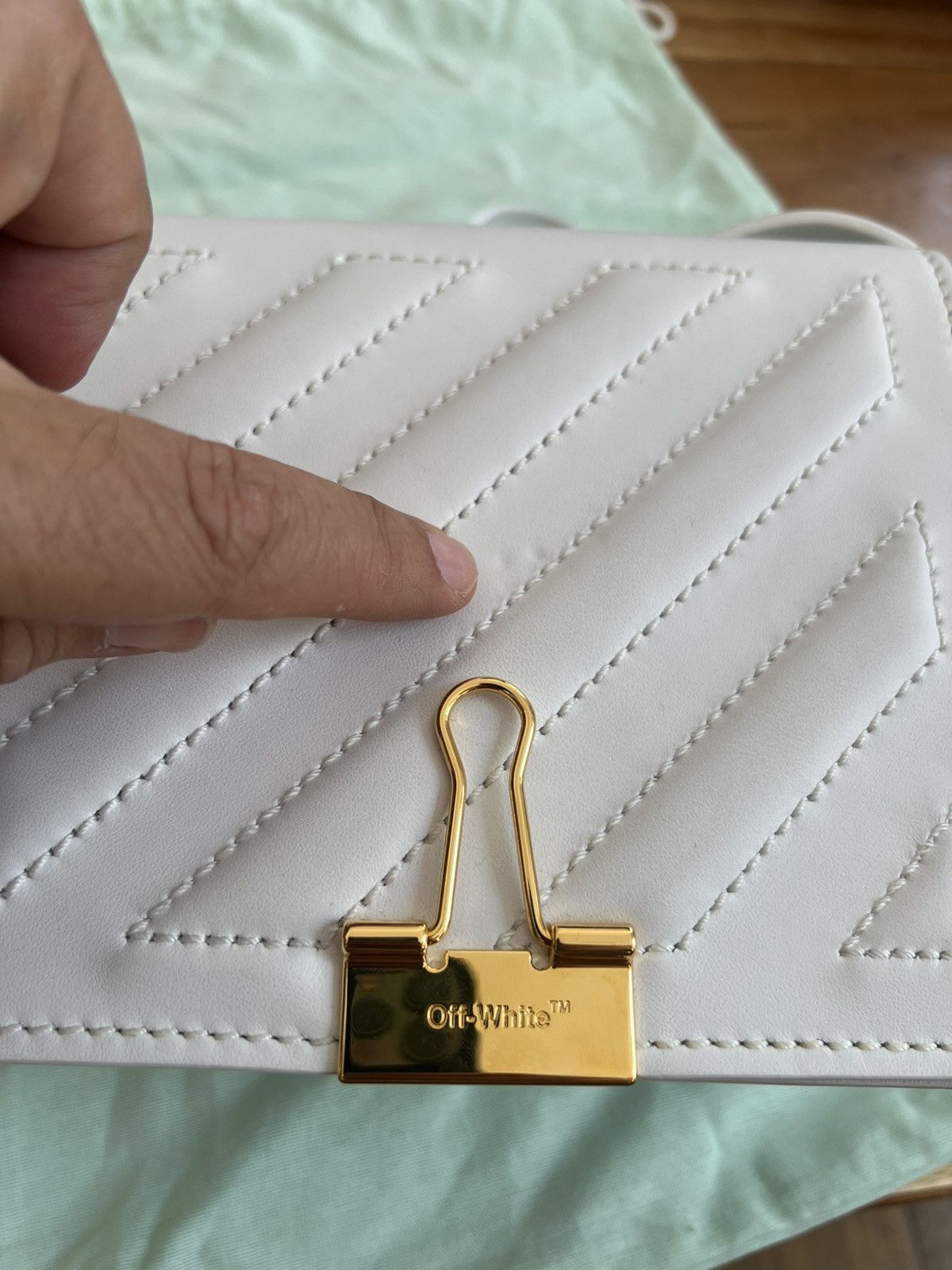 Off-White Off-White Binder Clip Crossbody Bag - White Leather 6.9x6 Size ONE SIZE - 14 Thumbnail