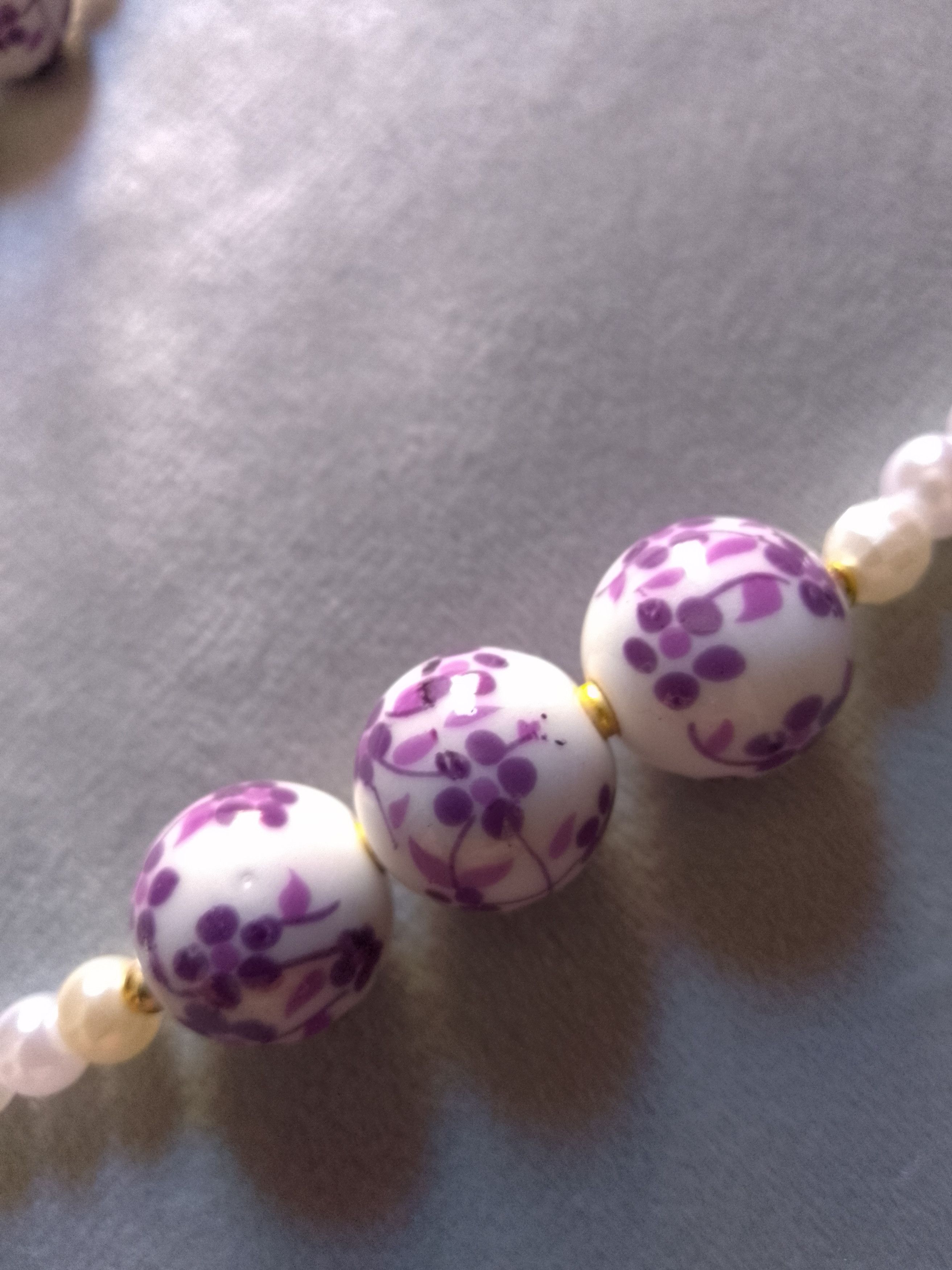 Handmade Long Necklace Porcelain and lepidolite natural gemstones Size ONE SIZE - 8 Thumbnail