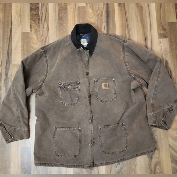 image of Carhartt J01 Blanket Lined Duck Detroit Jacket Size Xxl Brown, Men's