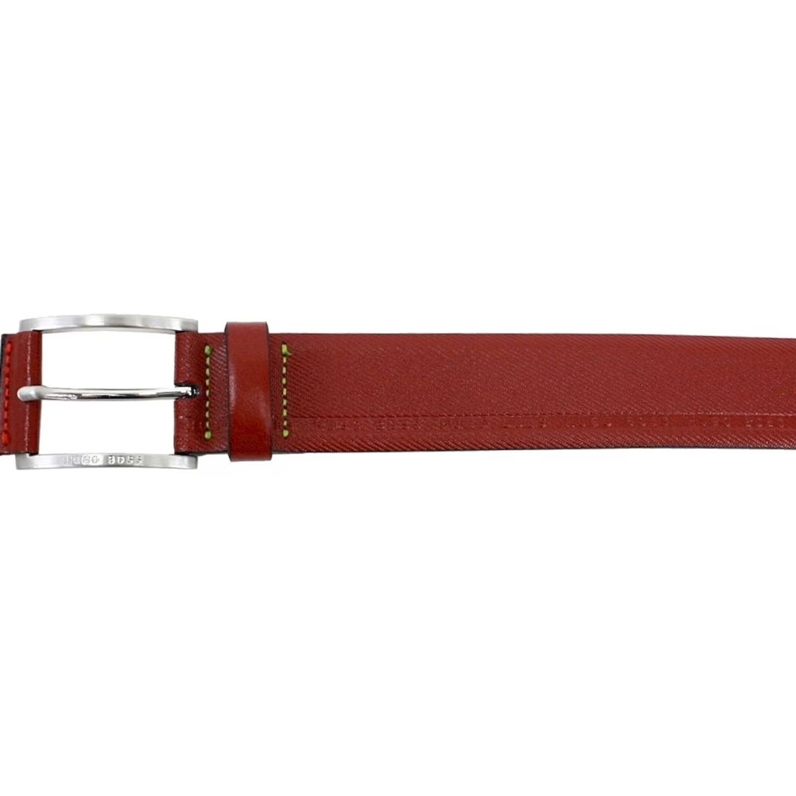 Hugo Boss Hugo Boss Men's Tymos Belt Sz: 30 Medium Red Leather Embossed Logo Size 30 - 4 Thumbnail