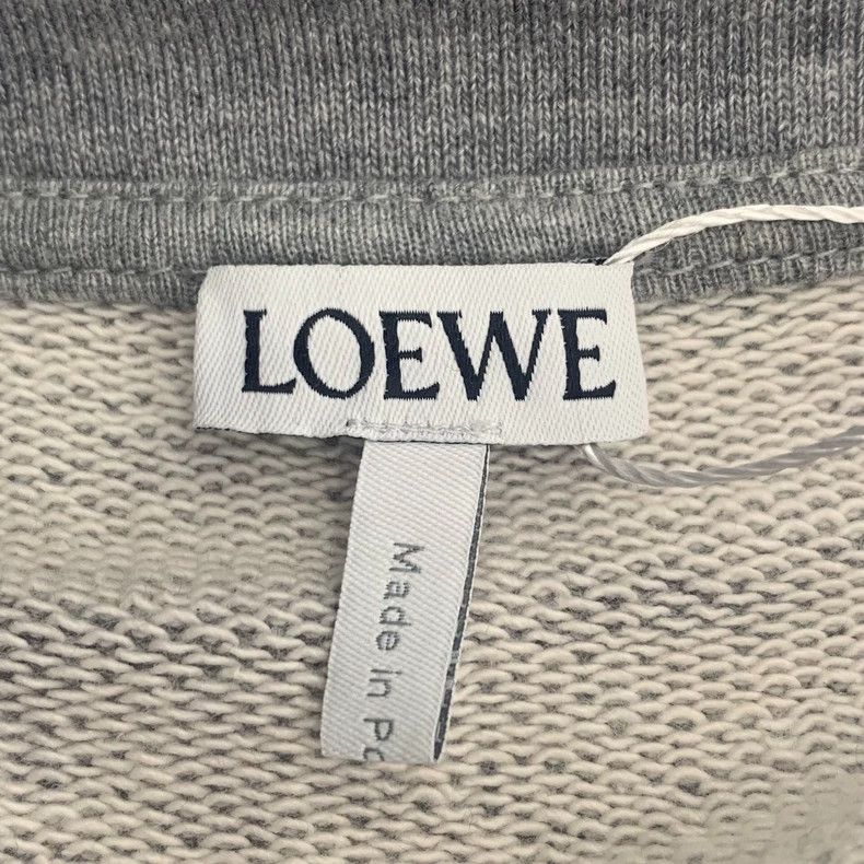 Loewe Loewe Gray logo embroidered cotton hooded drawstring long Size S / US 4 / IT 40 - 5 Thumbnail