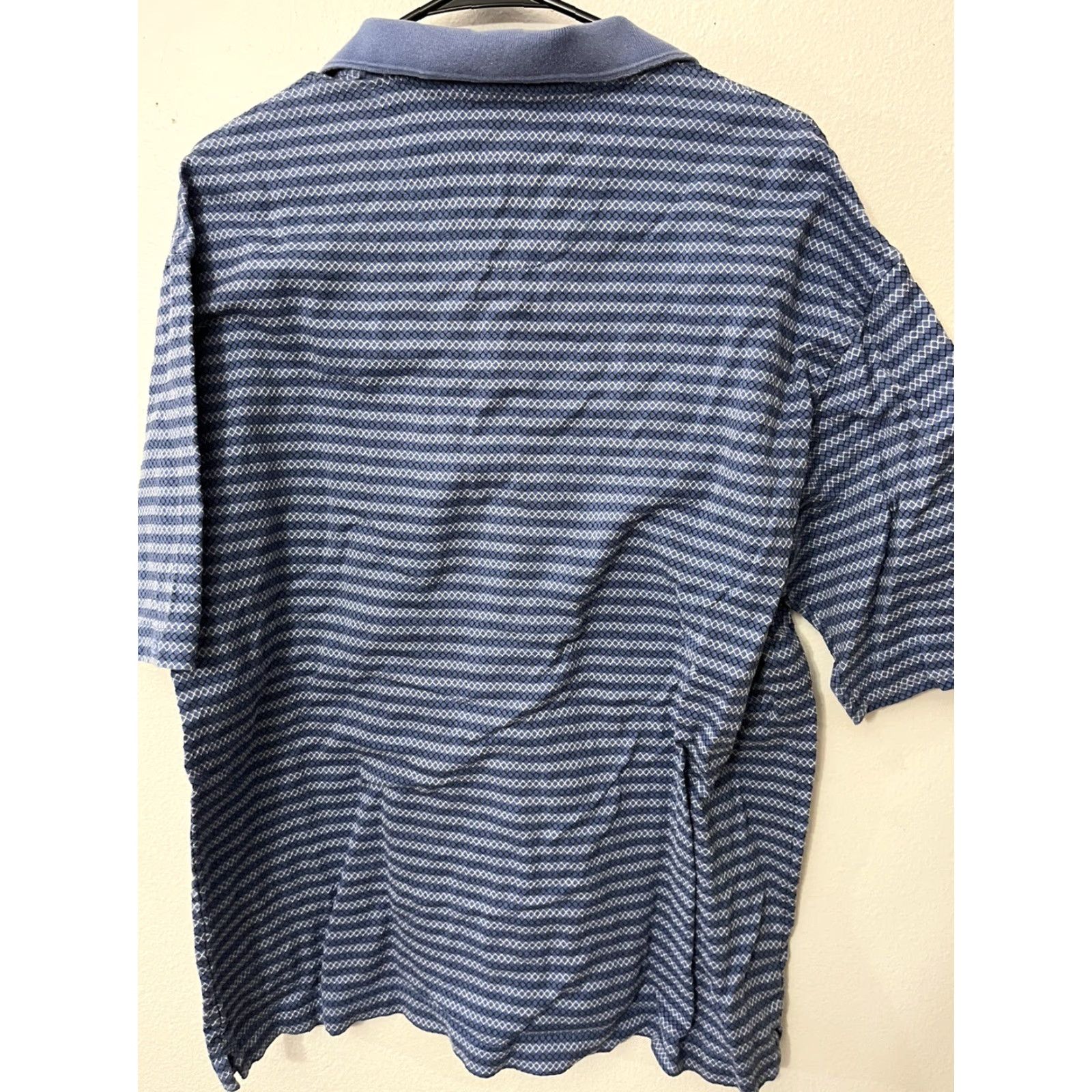 Dockers DOCKERS Polo Shirt Blue Striped Short Sleeve L Mens Golf Polo Shirt, Regular Fit, 100% Polyester Size US L / EU 52-54 / 3 - 2 Thumbnail