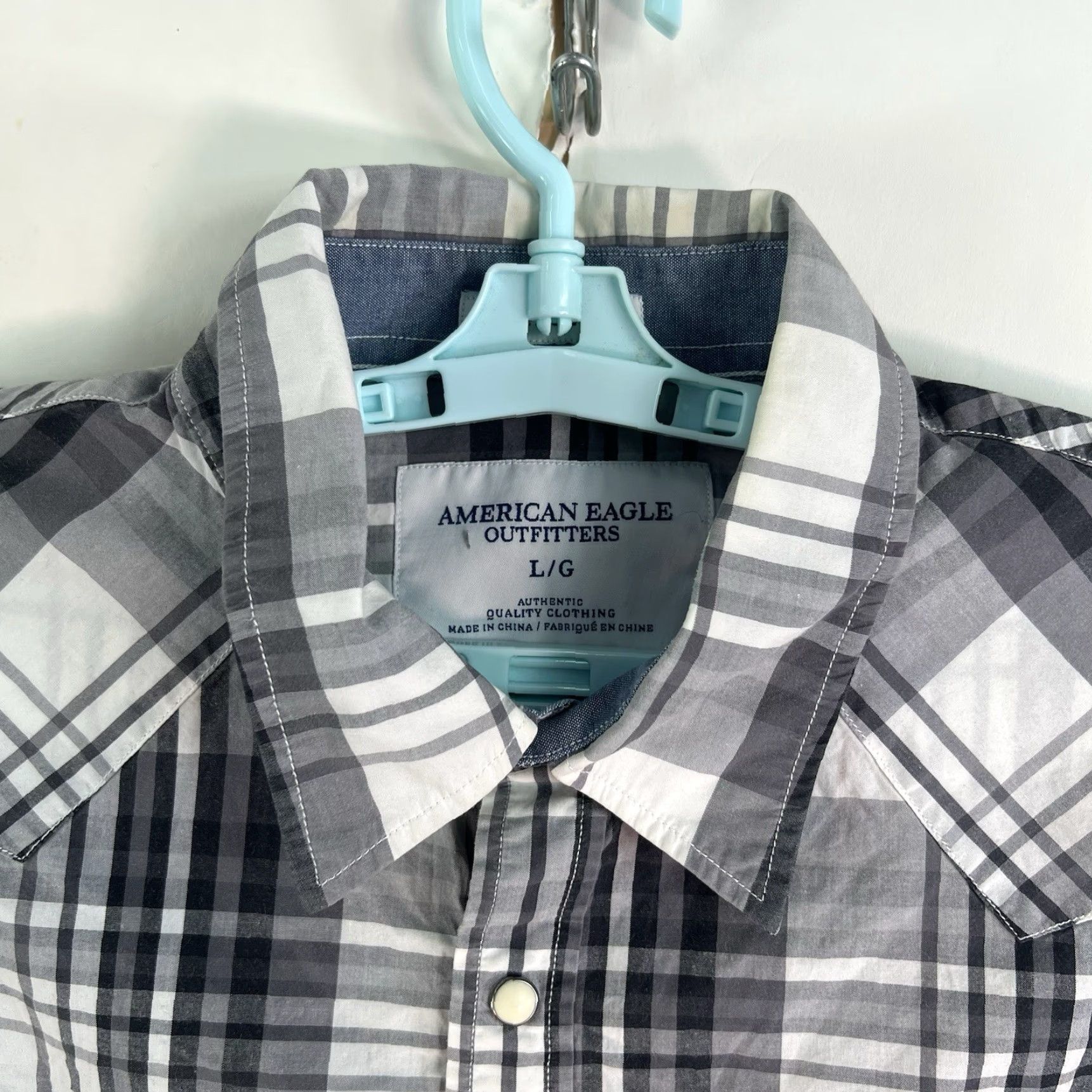 American Eagle Outfitters VINTAGE American Eagle Outfitters Western Pearl Snap Shirt Men’s L Gray Long Sleeve 90s Casual Plaid Mens Size US L / EU 52-54 / 3 - 5 Thumbnail