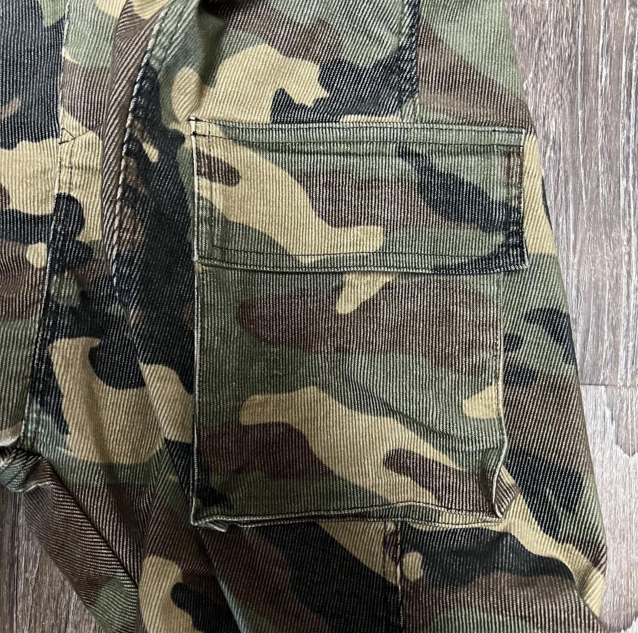 Other Reserved Essential Pants Mens 34 Green Camo Corduroy Cargo Size US 33 - 3 Thumbnail