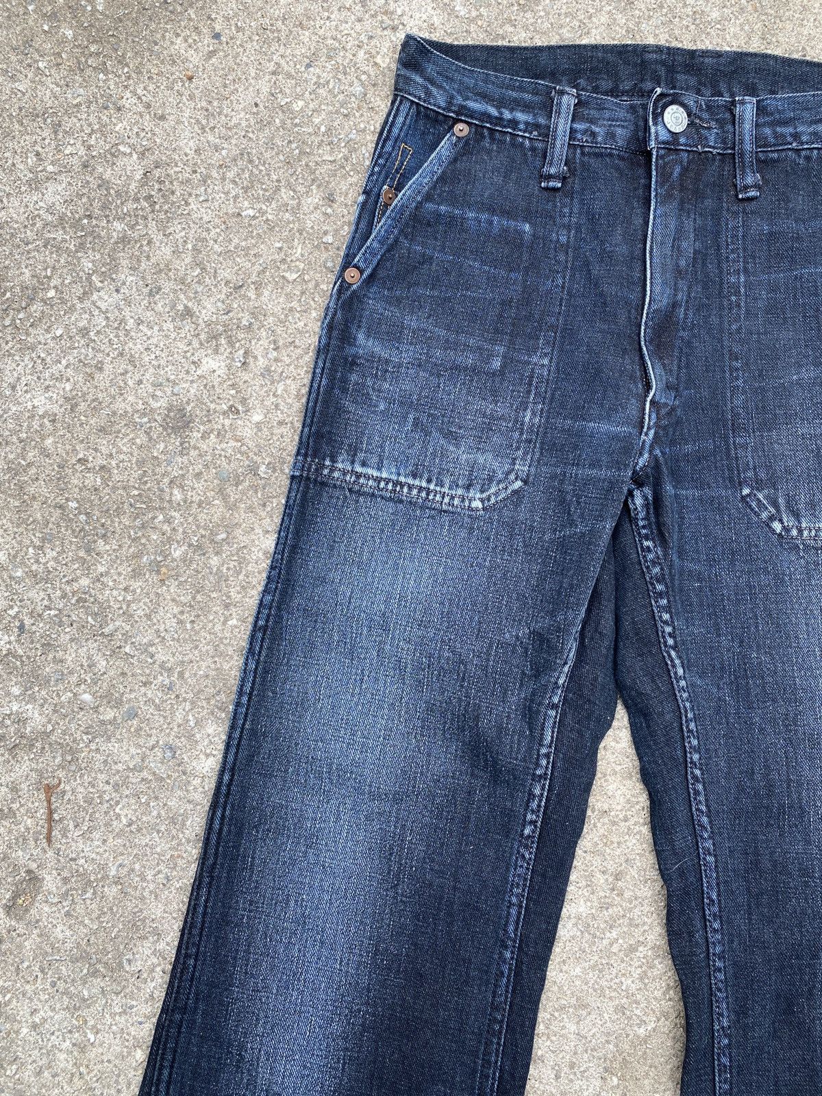 45rpm × Indigo × Japanese Brand 2000s - 45RPM Japan Fatigue Indigo Blue Faded Flare Denim Size US 26 / EU 42 - 6 Thumbnail