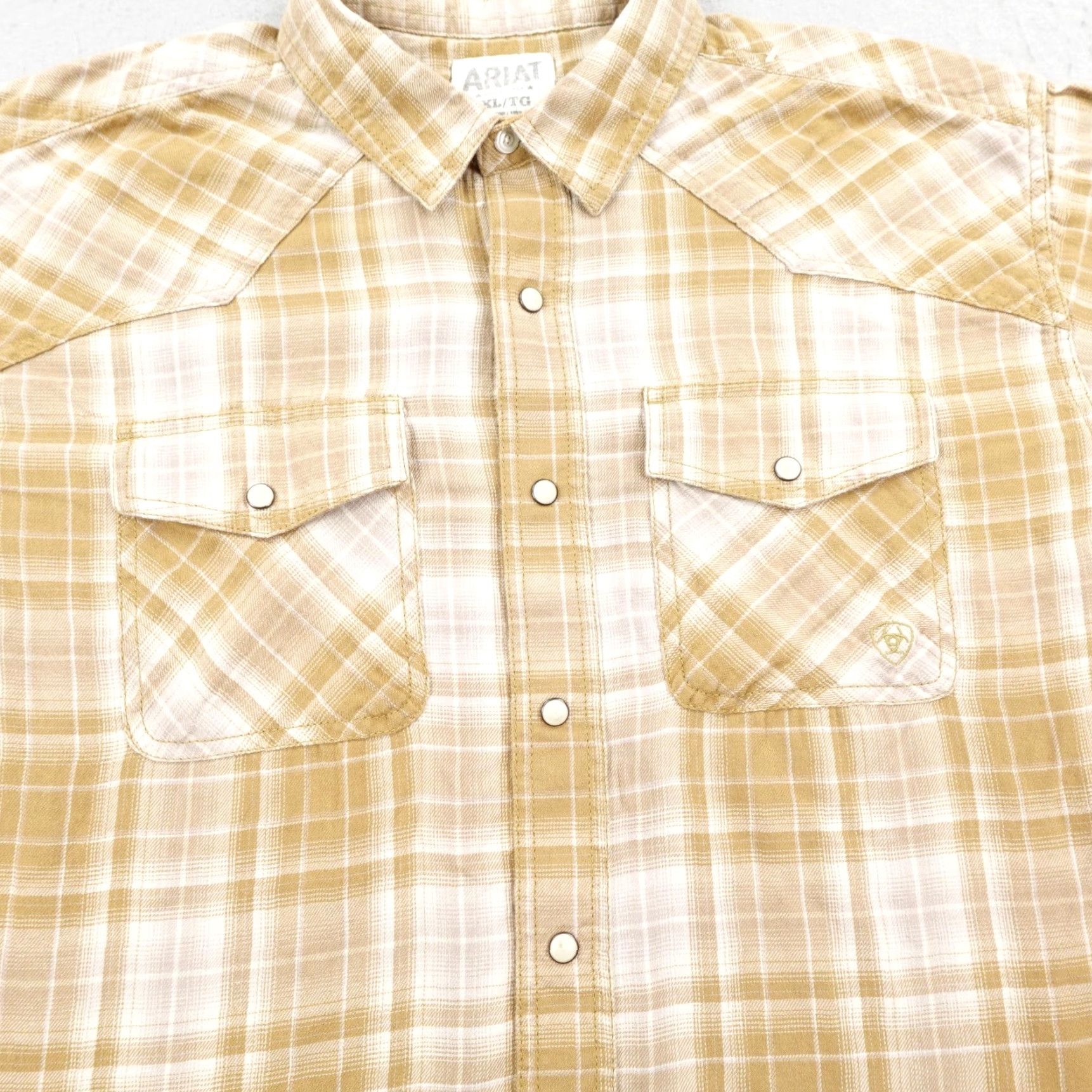 Ariat Ariat Shirt Mens XL Tan Plaid Retro Fit Western Pearl Snap Cowboy Flannel Rodeo Size US XL / EU 56 / 4 - 3 Thumbnail