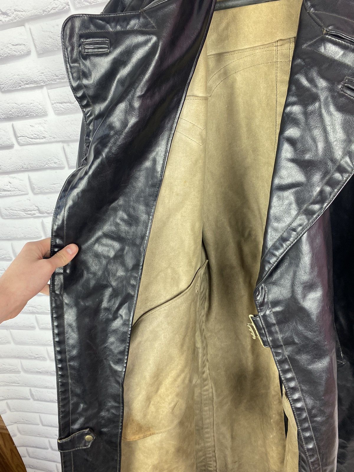 Leather Black vintage leather frock cape coat Size US L / EU 52-54 / 3 - 15 Thumbnail
