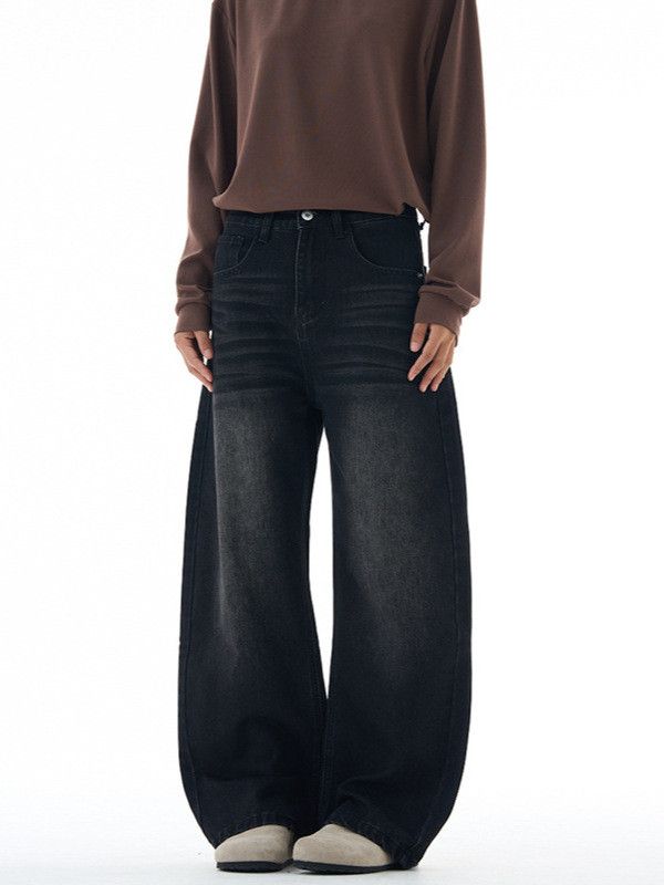 Japanese Brand American retro men's wide-leg loose black curved jeans Size US 32 / EU 48 - 2 Thumbnail