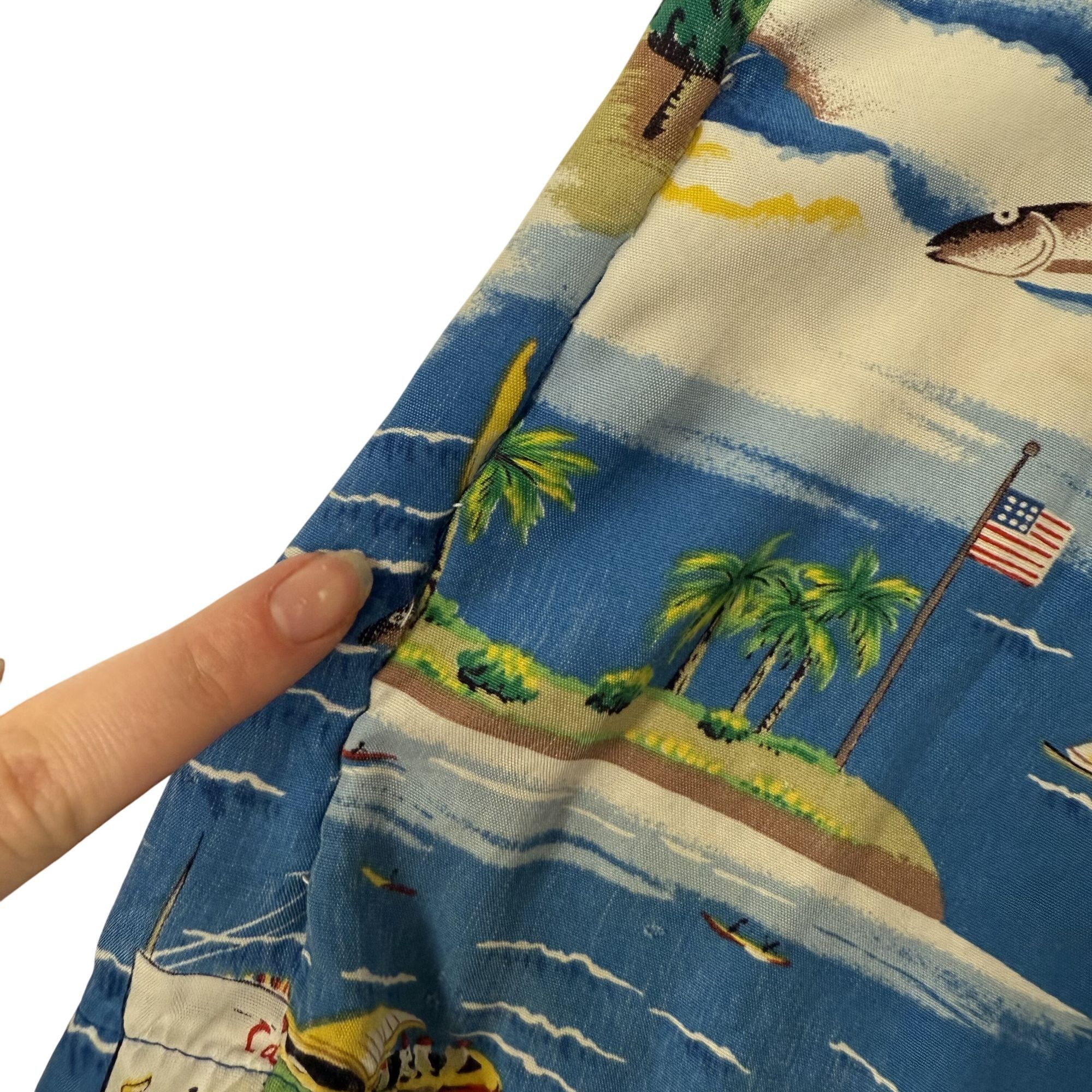 Ocean Pacific Vtg OP Ocean Pacific Blue SANTA CATALINA Hawaiian Shirt Size US M / EU 48-50 / 2 - 12 Thumbnail