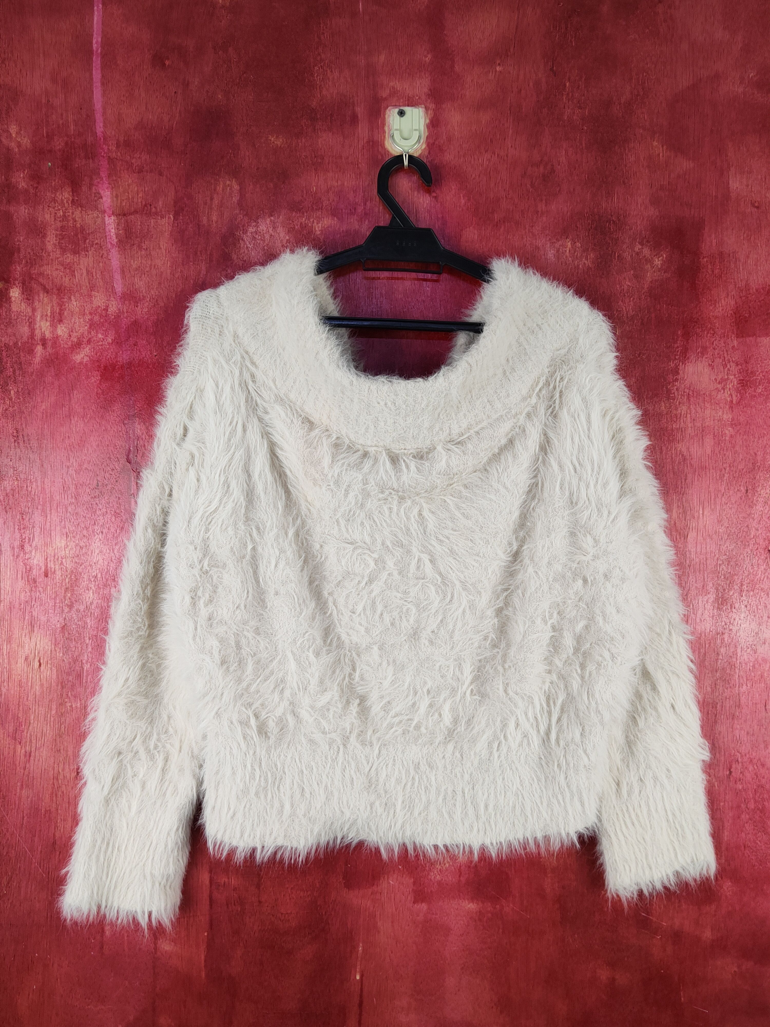 image of Homespun Knitwear x Vintage Sense Of Place Beige Shag Shaggy Fur Mohair Knitwear S1998, Women's (Si