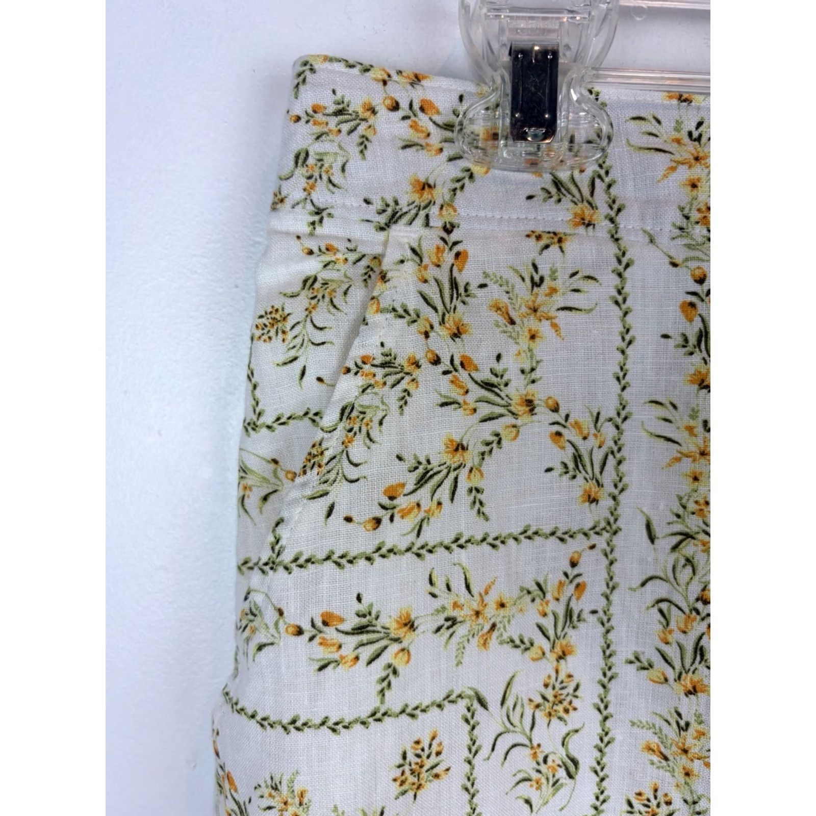 Joie Joie Linen Floral Maxi Skirt XL Large Pockets Yellow Cottagecore Prairie Size 40" / US 18 - 7 Thumbnail