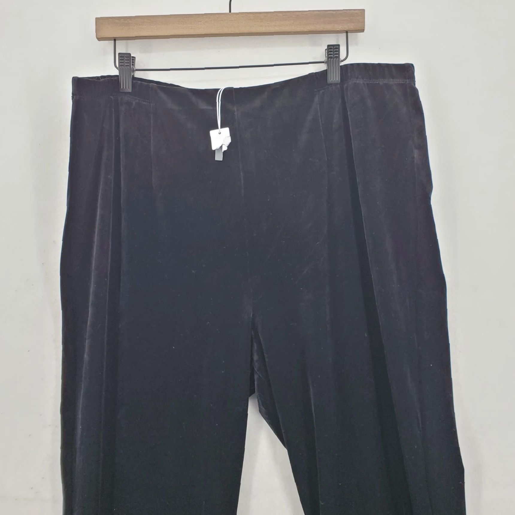 Vintage Chico's Pants Womens XL 3R Black Velvet Velour Pull On Elastic Waist Stretch NWT Size 40" / US 18 - 2 Thumbnail