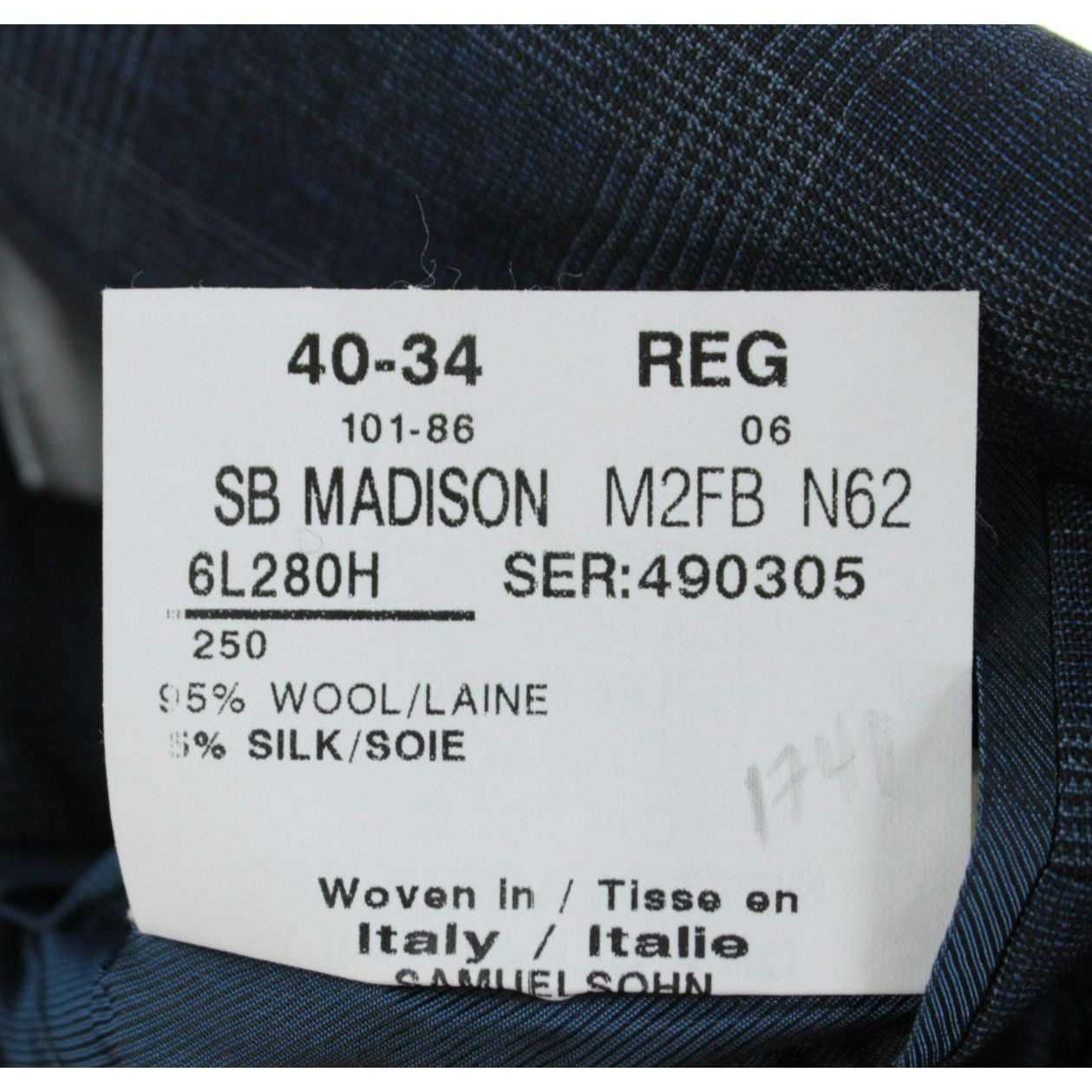 Samuelsohn Samuelsohn Suit Size US 40 Regular in Blue Size 40R - 9 Thumbnail