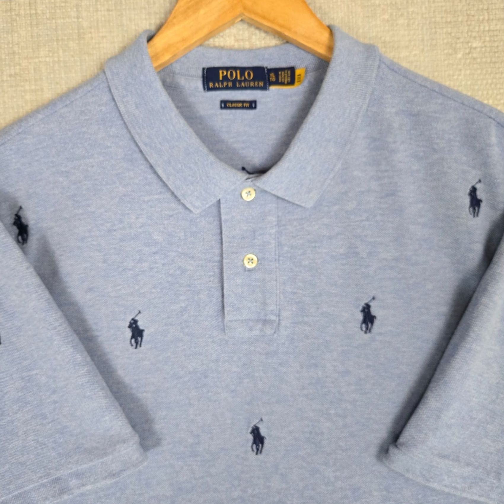 Polo Ralph Lauren Polo Ralph Lauren Mens Cotton All Over Pony Print Sport Shirt Blue Size US XXL / EU 58 / 5 - 4 Thumbnail