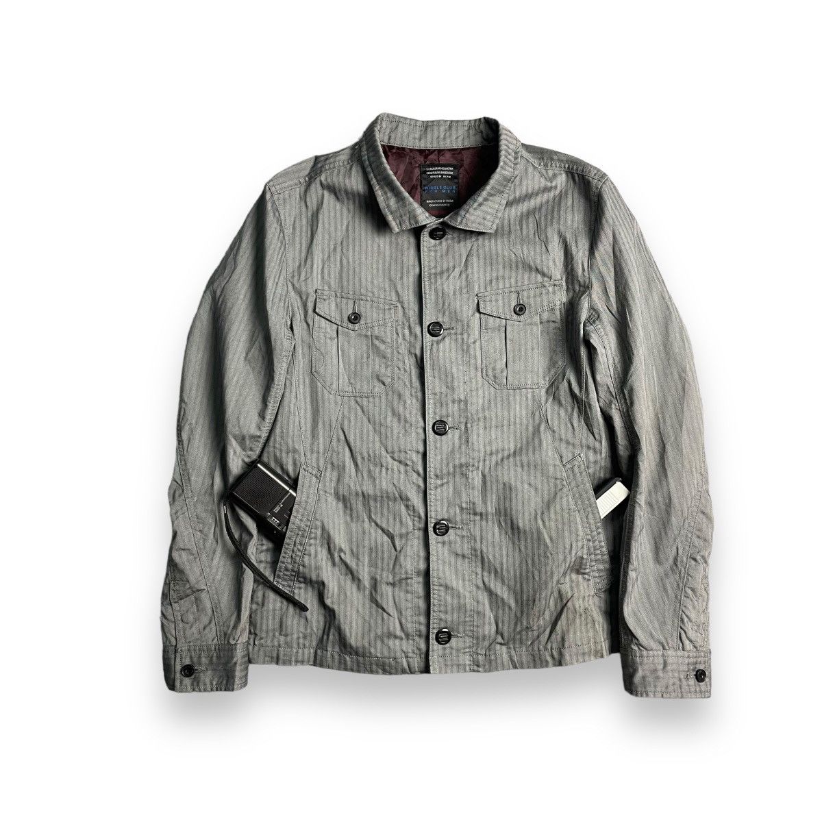 image of Archival Clothing x Avant Garde Vintage Nicole Club For Men Striped Button Up Jacket in Grey (Size 