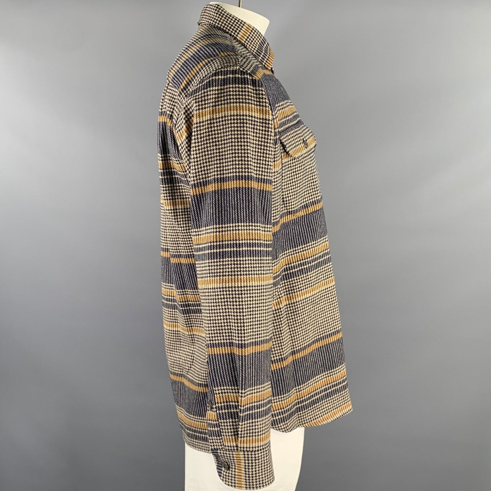 Pendleton PENDLETON L Navy Tan Houndstooth Wool Long Sleeve Shirt Size US L / EU 52-54 / 3 - 3 Thumbnail