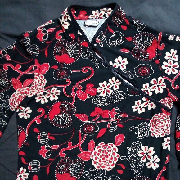 Vintage Vintage Rave Oriental Flower Blossoms Crop Top Shirt Size L / US 10 / IT 46 - 5 Thumbnail
