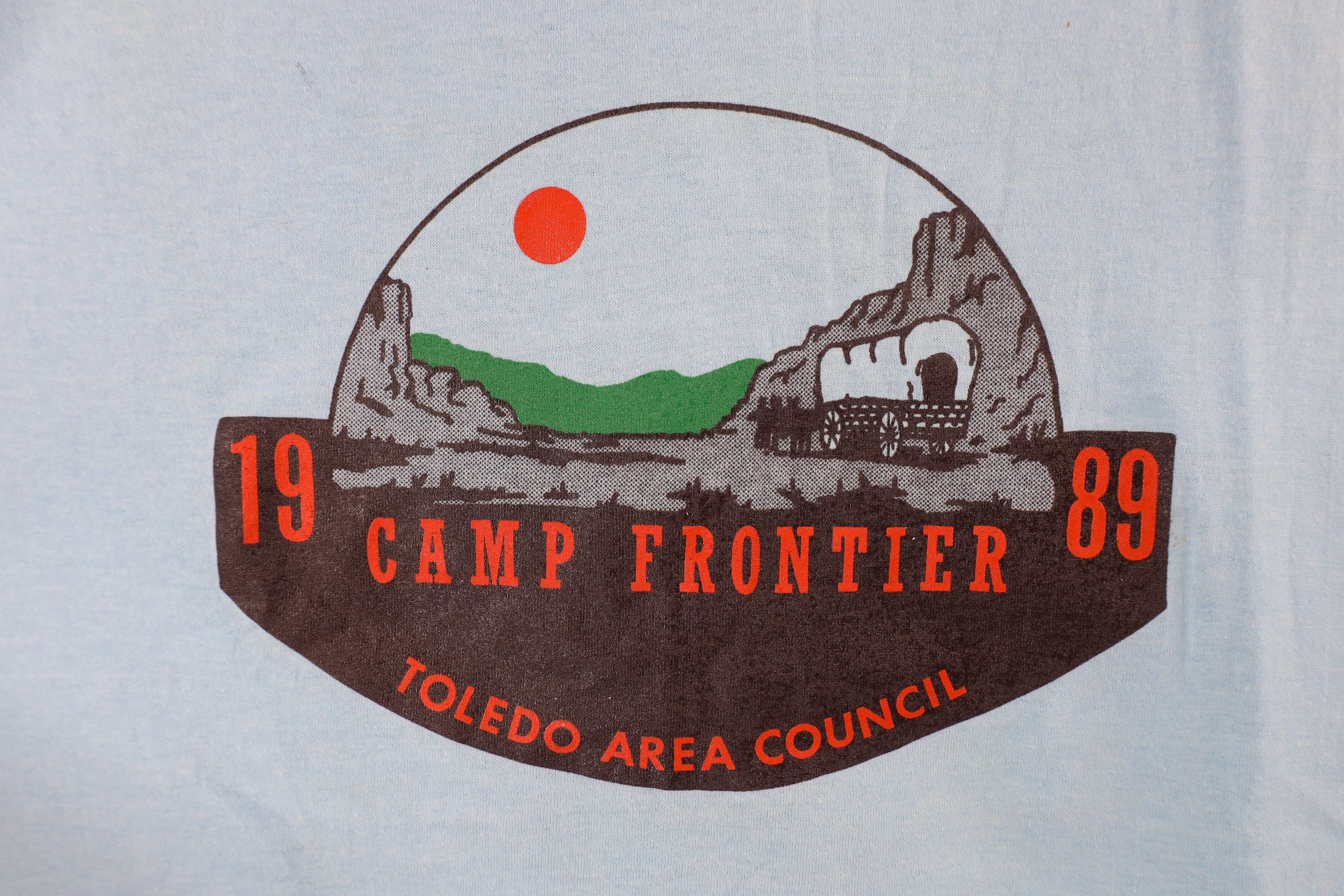 Vintage Vintage 80s Camp Frontier Short Sleeve T-Shirt Blue USA Size US L / EU 52-54 / 3 - 4 Thumbnail