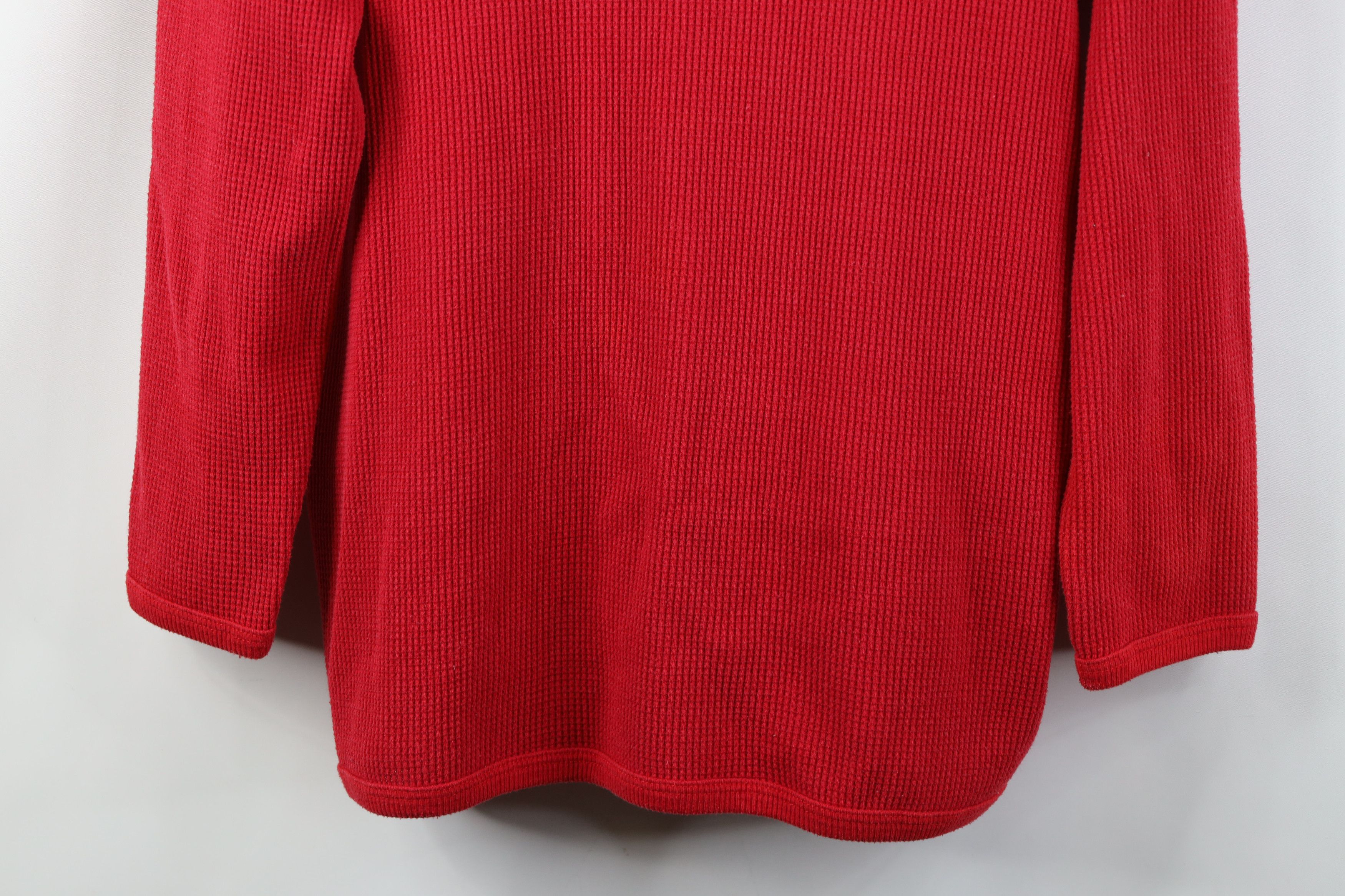 Vintage Vintage 90s Streetwear Waffle Knit Long Sleeve T-Shirt Red Size US L / EU 52-54 / 3 - 3 Thumbnail