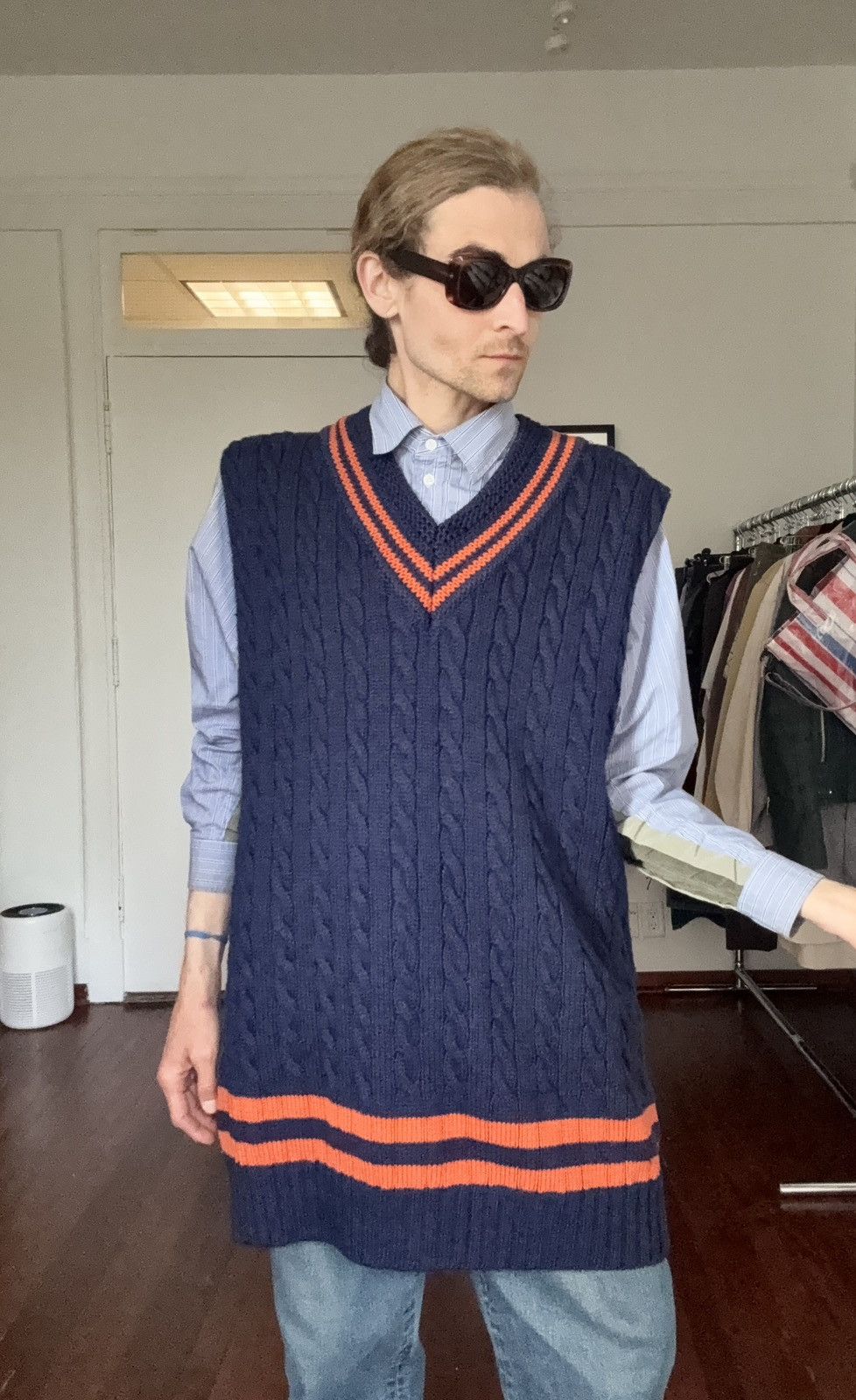 Maison Margiela MARGIELA AW17 Oversized Cable Knit Sweater Vest Size US L / EU 52-54 / 3 - 1 Thumbnail