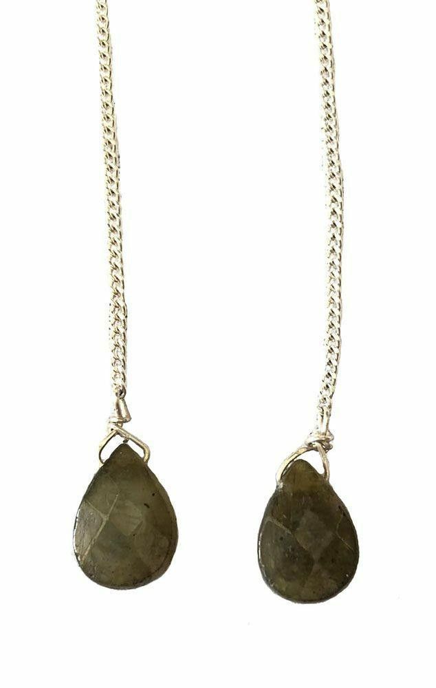Designer Artisan Sterling Silver Labradorite Drop Earrings Size ONE SIZE - 2 Thumbnail