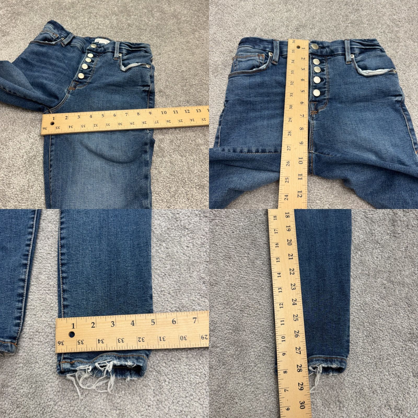 Good American Good American Jeans Blue Denim Button Fly High Rise Skinny 2/26 5-Pocket Stretch Women's Regular Inseam 28 in Waist 24 in Medium Wash City Streetwear Size 26" / US 2 / IT 38 - 9 Thumbnail