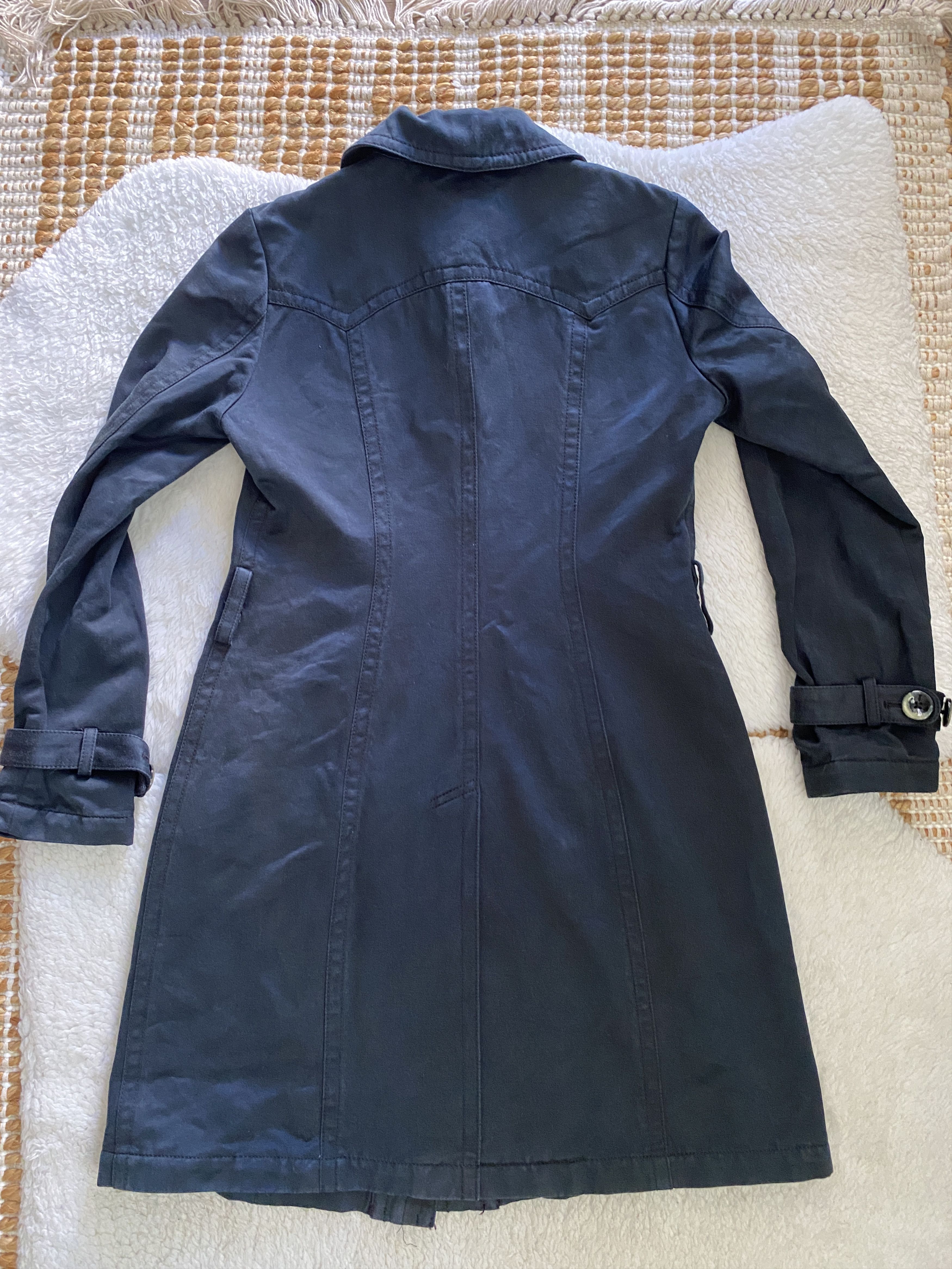 Banana Republic Banana Republic Black/Dark Navy Cotton Trench Coat – Size XS Size XS / US 0-2 / IT 36-38 - 10 Thumbnail
