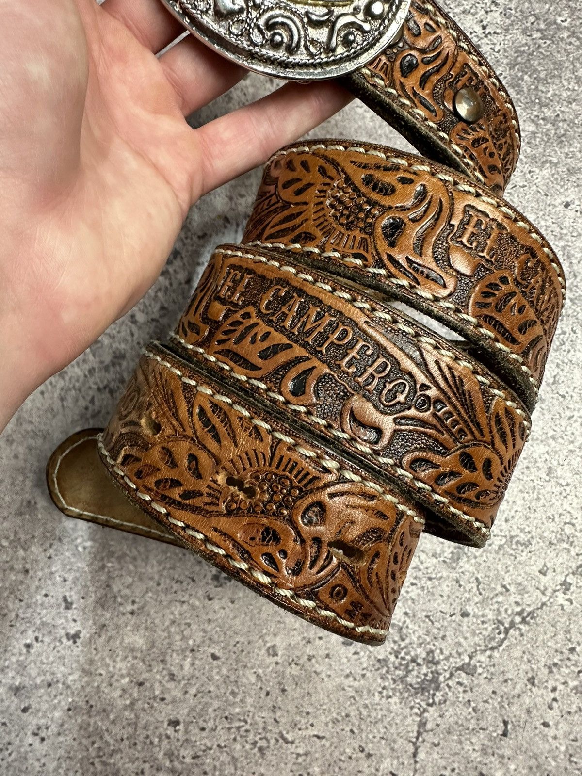Hysteric Glamour × Leather × Vintage Vintage Leather Belt Y2K Rhinestones Punk Western Metal Size 34 - 10 Thumbnail
