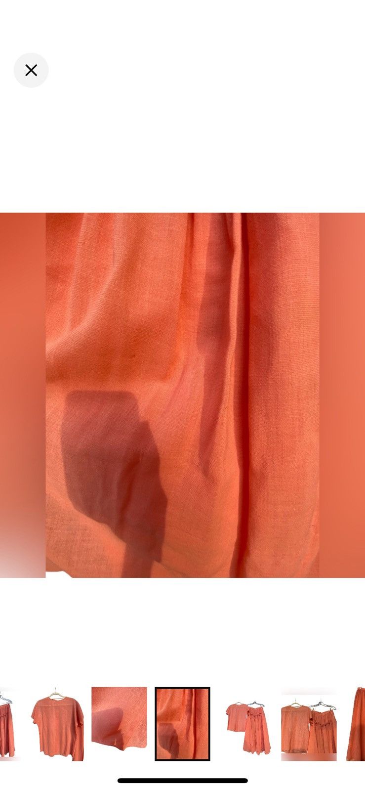 Chloe RARE 70’s VTG CHLOE LINEN CORAL SMOCKED RUFFLE SKIRT & TOP Size XS / US 0-2 / IT 36-38 - 14 Thumbnail