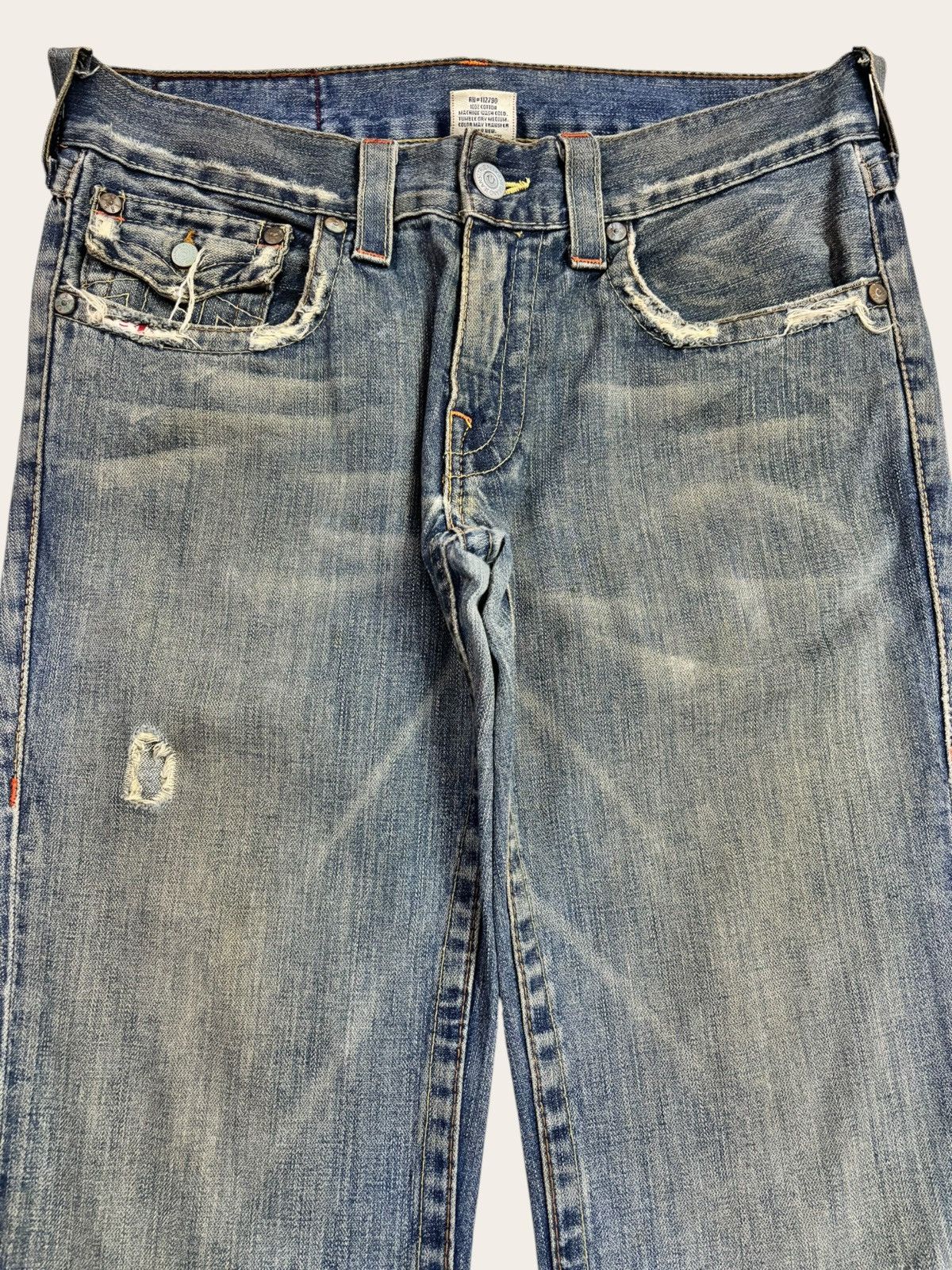 True Religion Vtg True Religion BILLY Distress Flared Yellow Faded Jeans Size US 34 / EU 50 - 5 Thumbnail