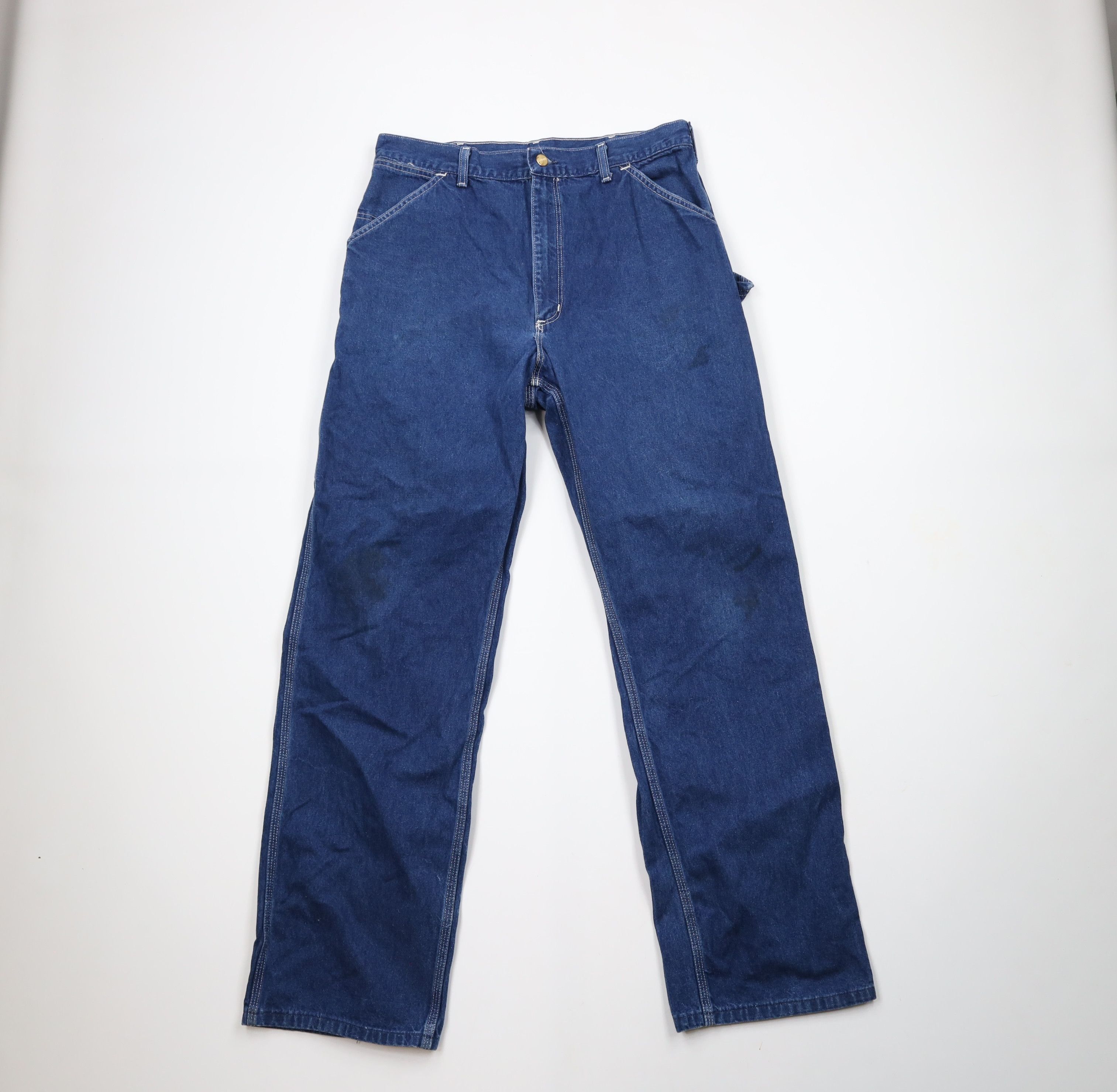 Carhartt × Vintage Vintage 90s Carhartt Spell Out Wide Leg Dungaree Jeans USA Size US 34 / EU 50 - 1 Thumbnail