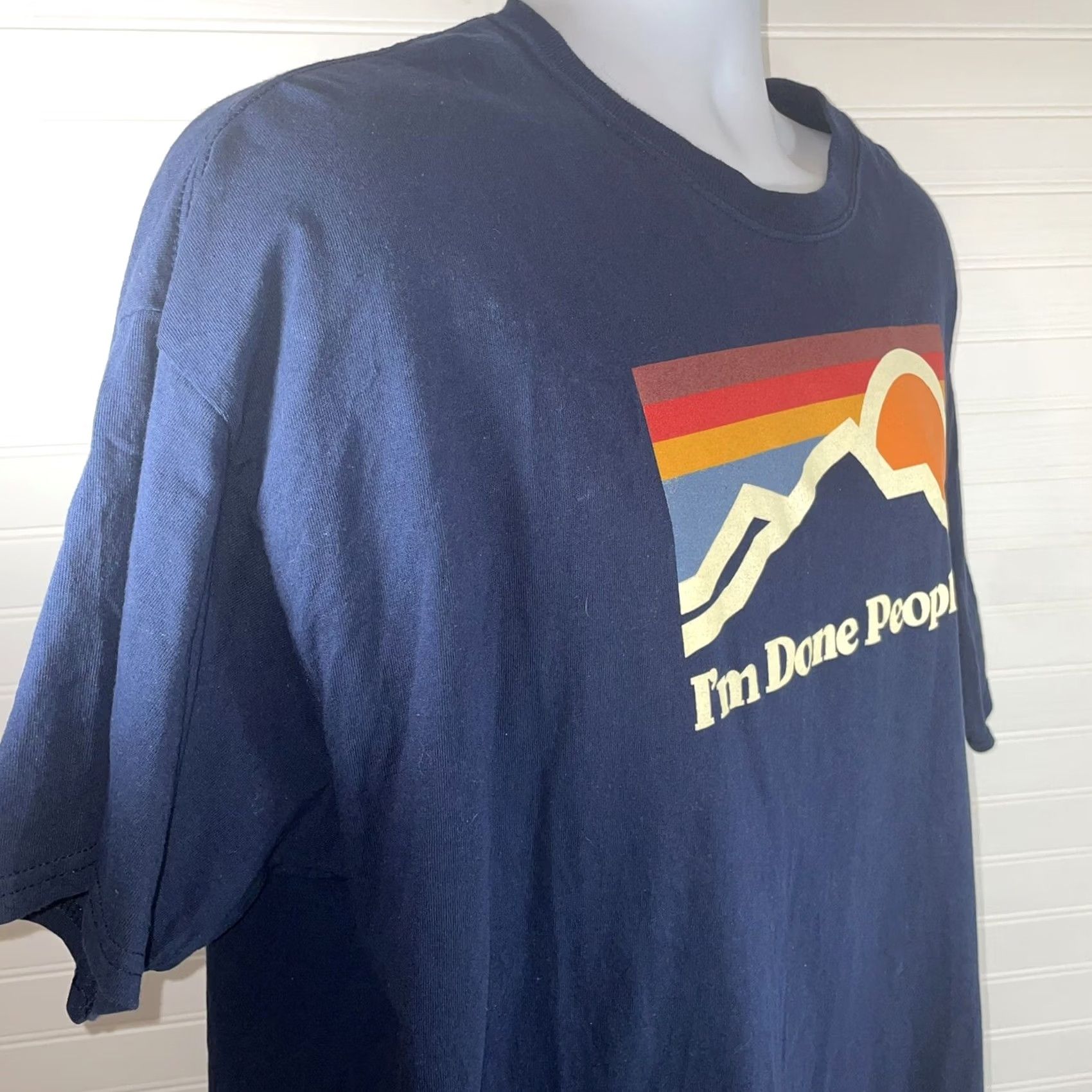 Vintage VINTAGE Mens I'm Done Peopling t shirt navy blue 2XL 100% cotton DOM Mens Shirts Graphic Print Funny Summer Size US XXL / EU 58 / 5 - 8 Thumbnail