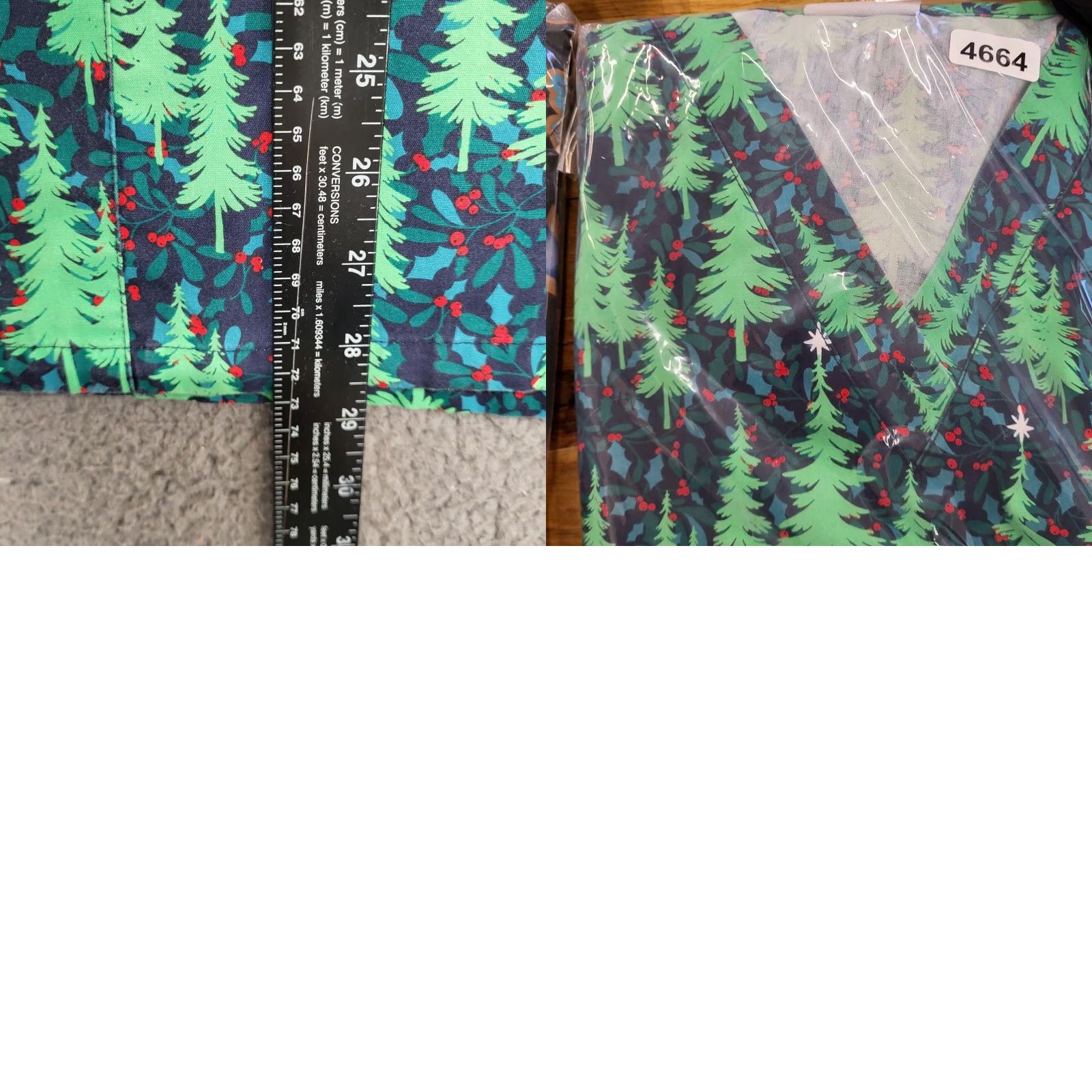 Vintage Uniform Advantage Scrub Top Women XL Green Red Blue Winter Trees Christmas Patterns Nurse... Size XL / US 12-14 / IT 48-50 - 9 Thumbnail